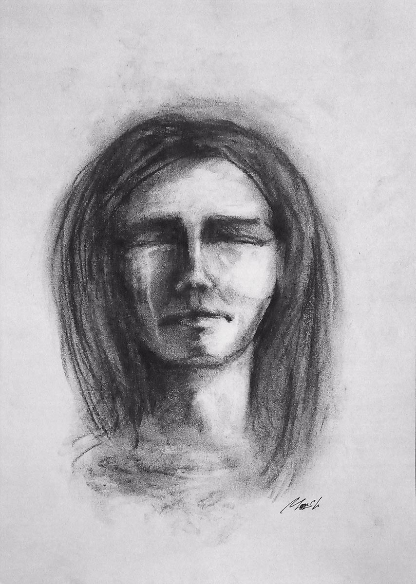 Hurt - charcoal drawing by artist Vitaliy Mashchenko