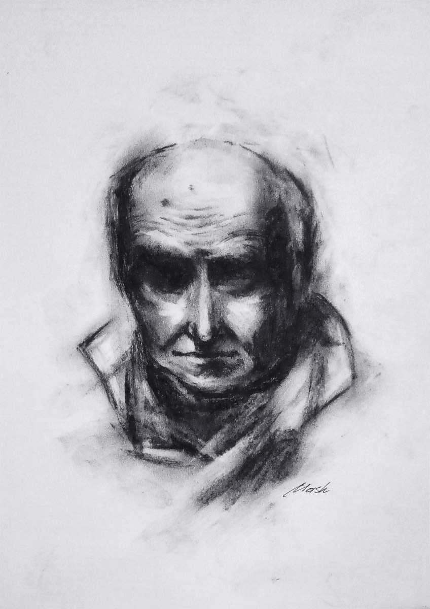 Deafness - charcoal drawing by artist Vitaliy Mashchenko