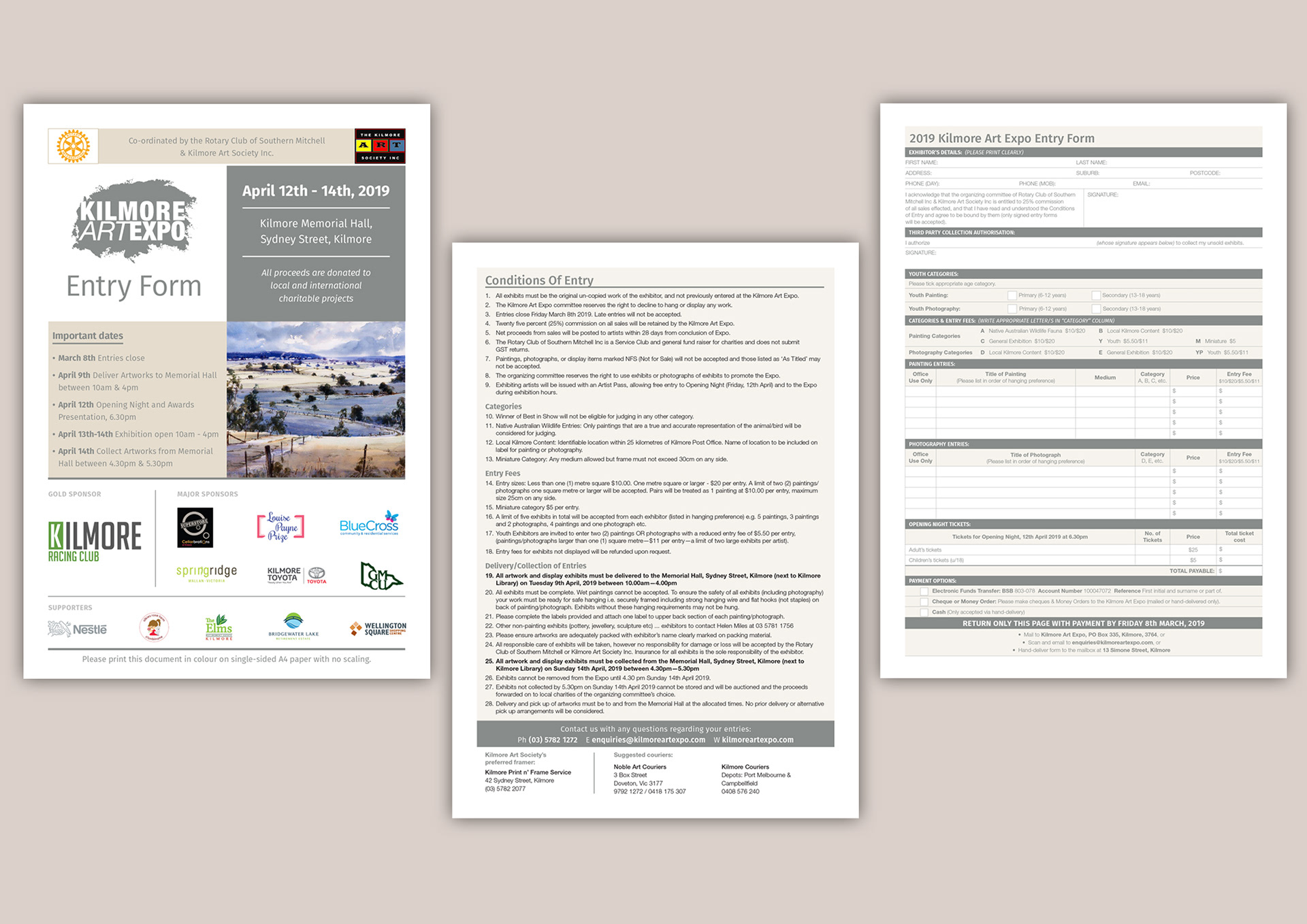 Entry form layout for event.