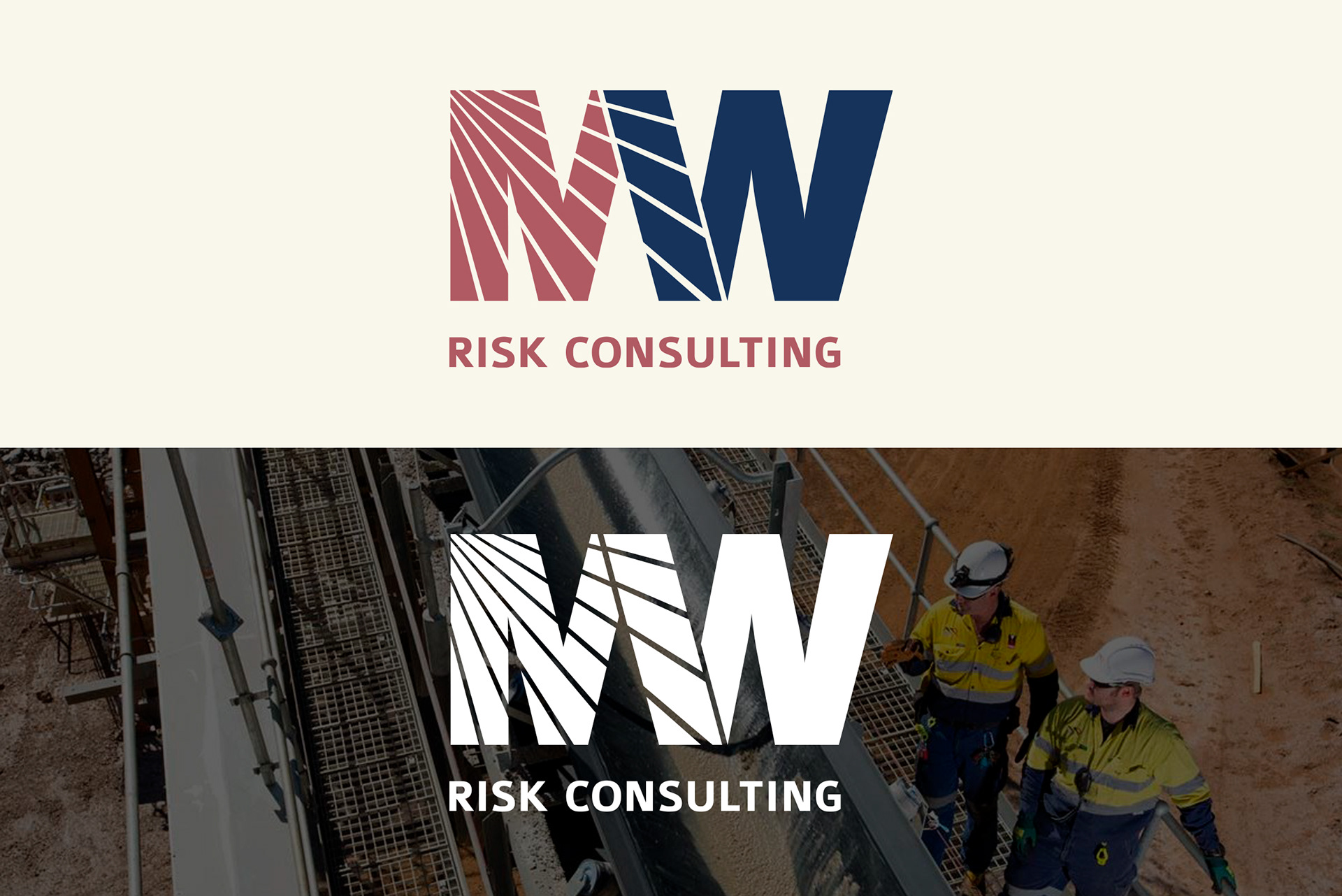 Logo design, colour version and white version.