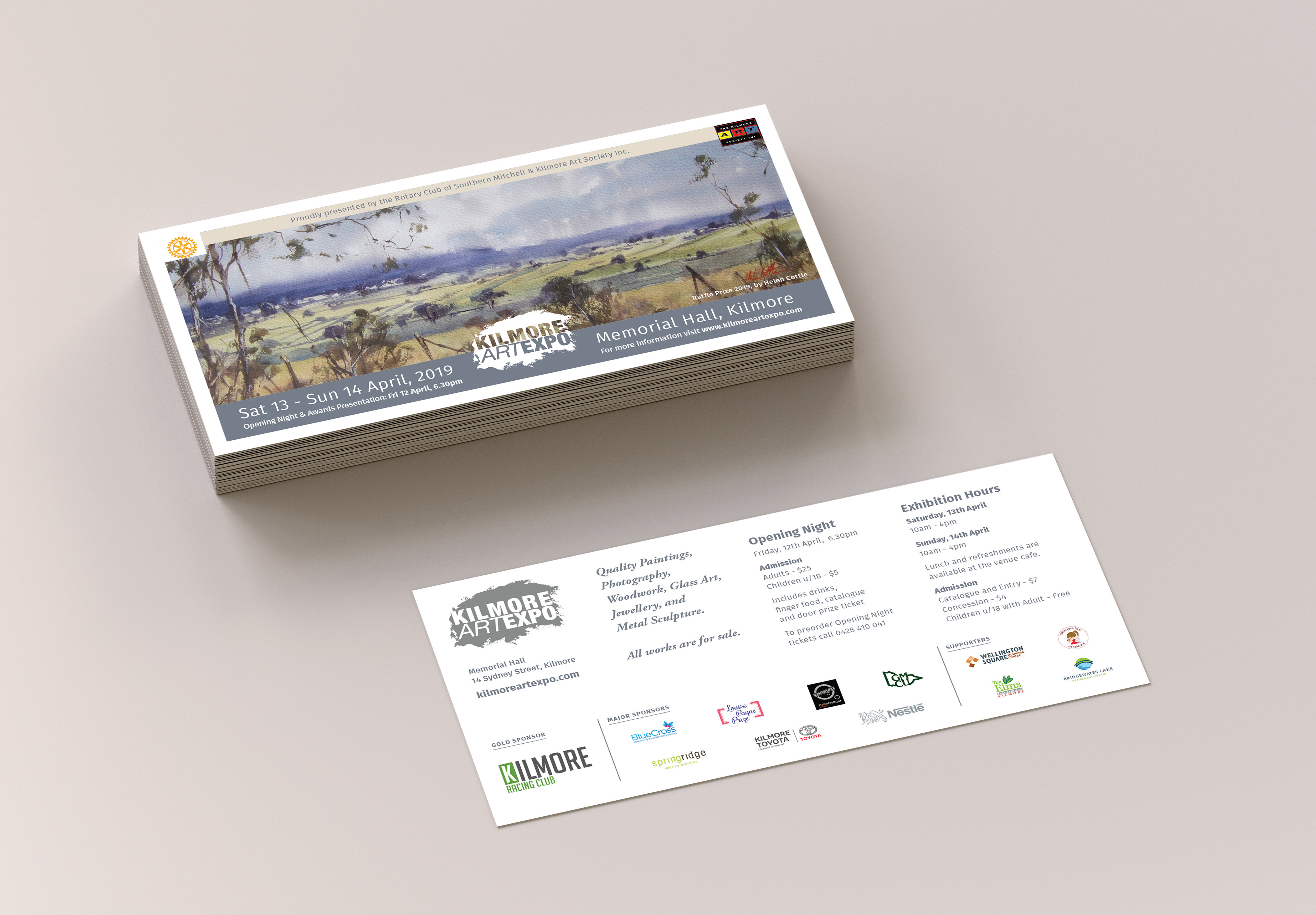 Two-sided promotional postcard for event.