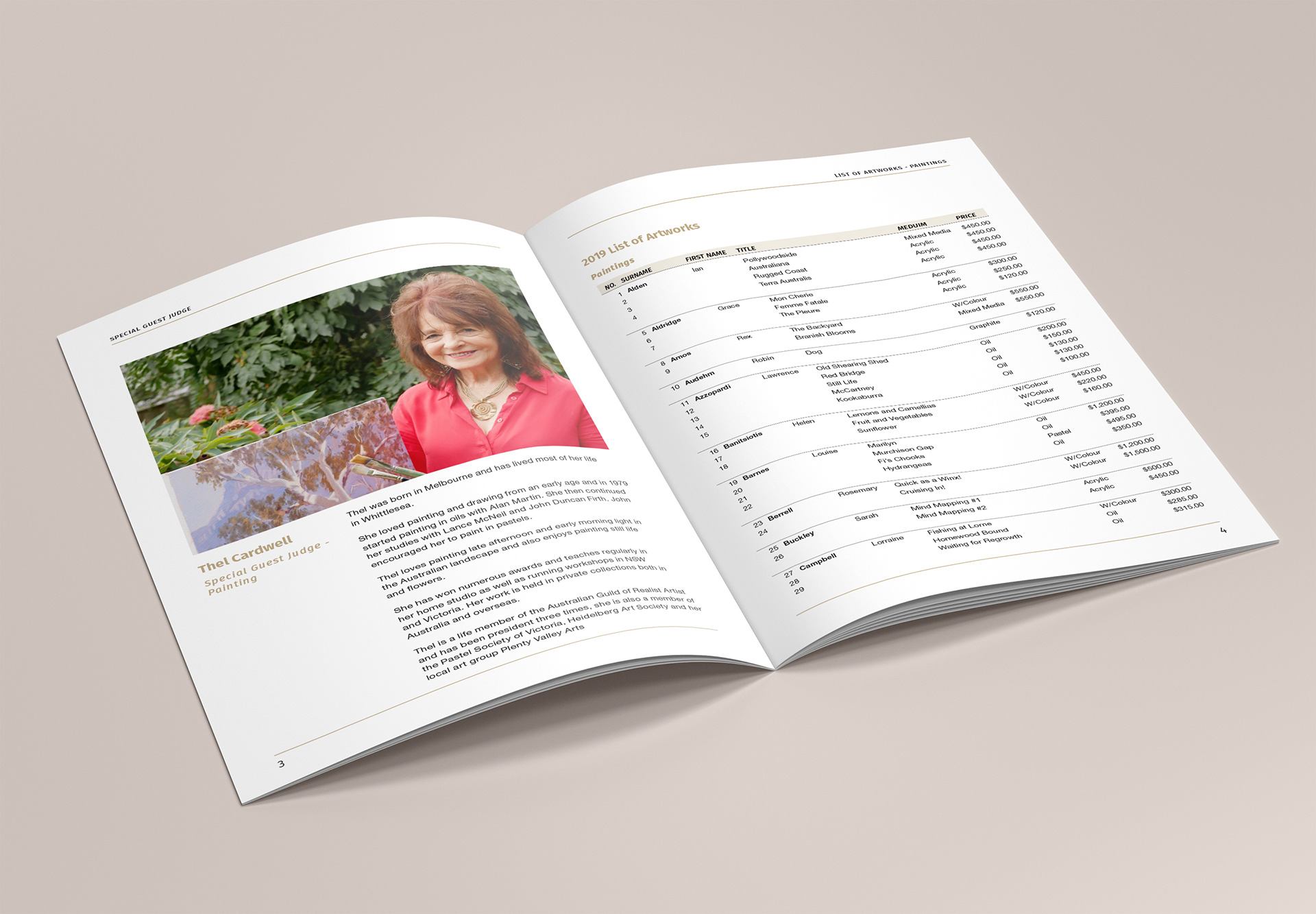 Inside page layout of event program.