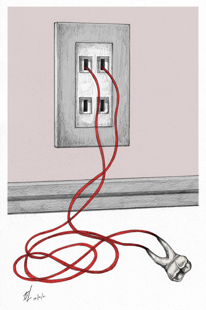 wisdom tooth pulled out from an electric socket