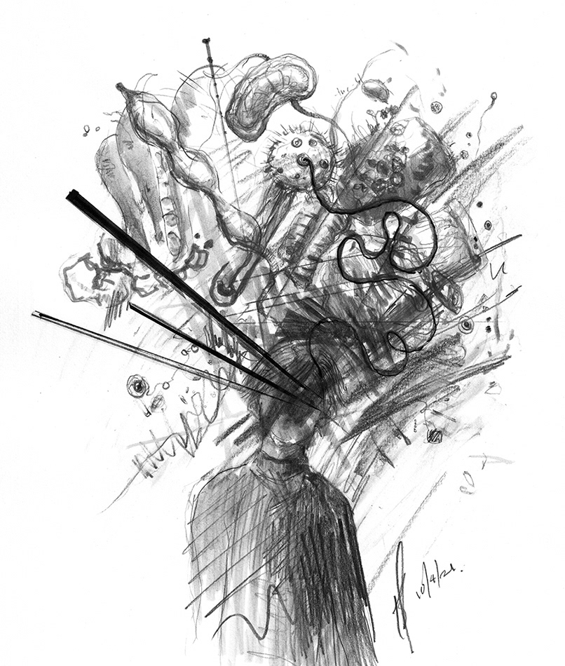 organs and horumon around a person's head