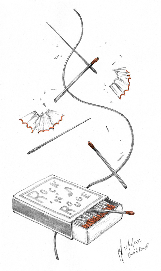 matchbox with matchsticks rising up with pencil shavings