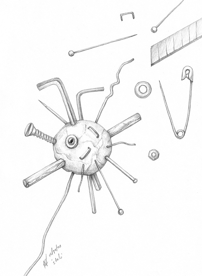 sharp objects arranged 