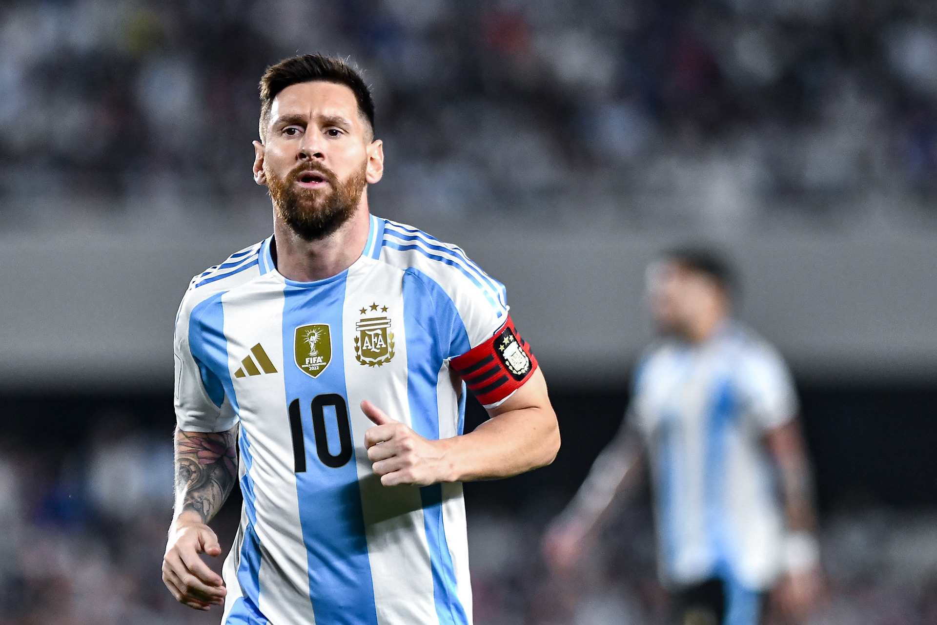 Lionel Messi in action during Argentina’s World Cup qualifying match at the Mâs Monumental | Buenos Aires, 2024.