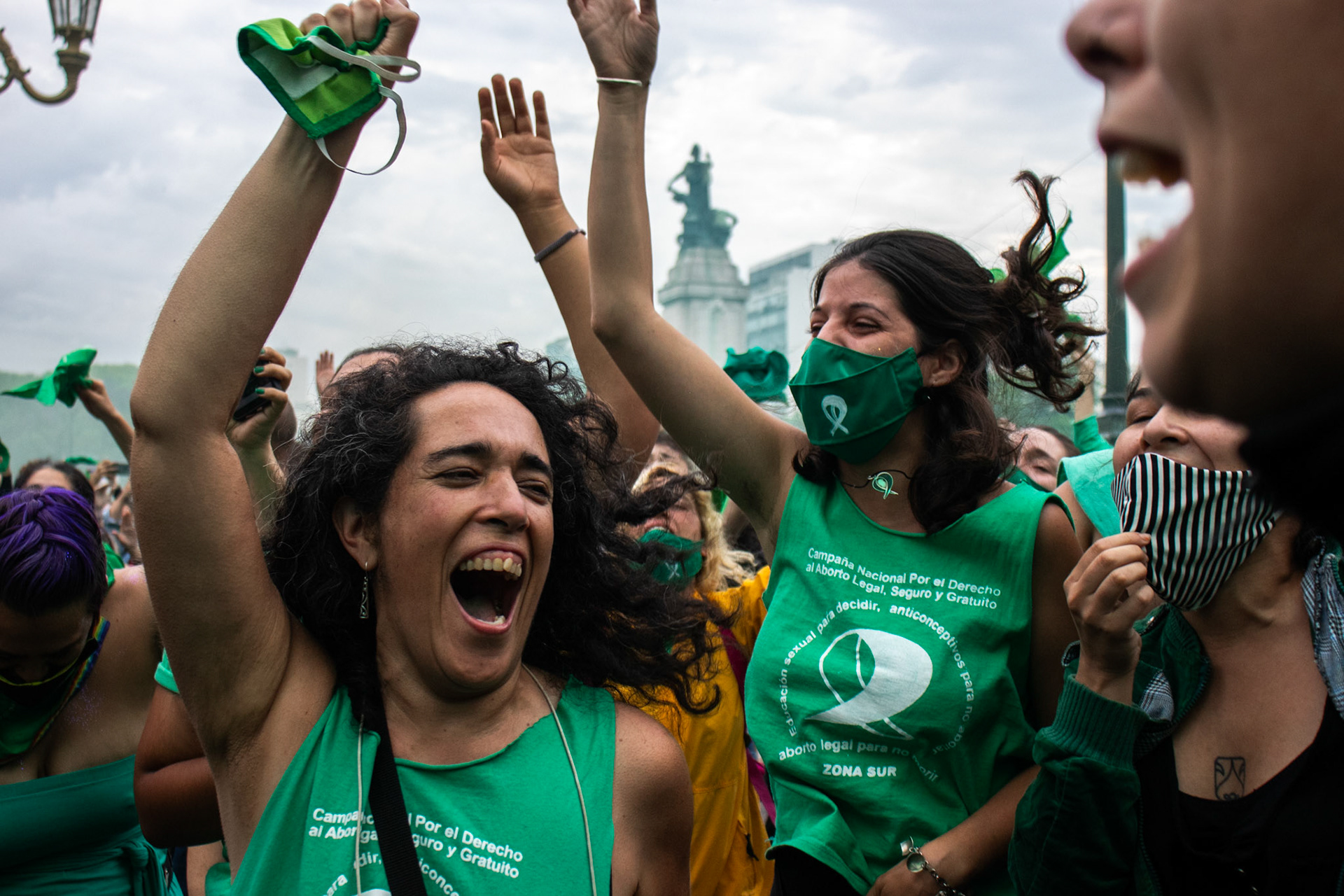 Feminist activists celebrate the approval of Argentina's abortion legalization bill outside the National Congress | Buenos Aires, 2020.