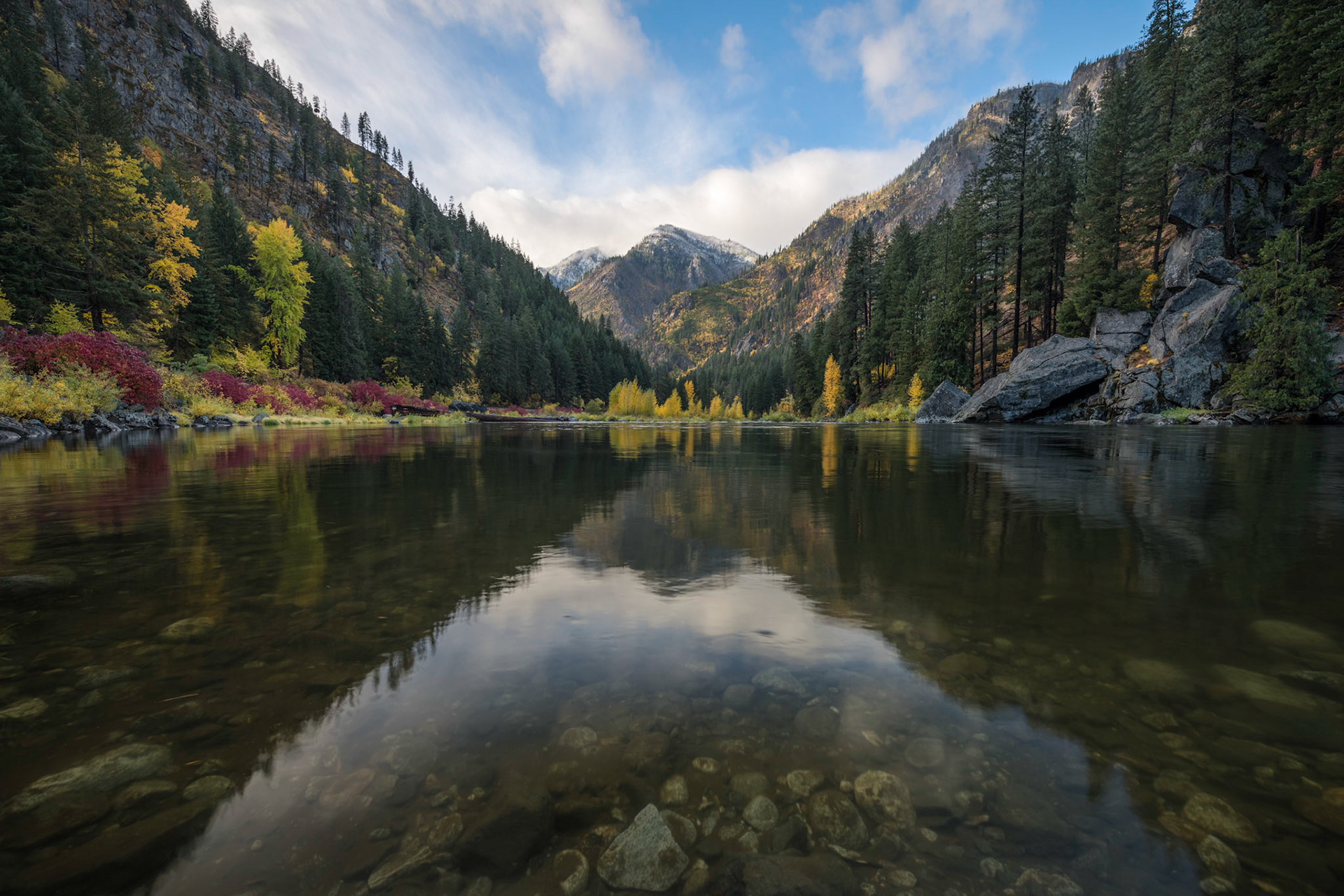 Autumn colors, snowy peaks and reflections....just loved the view from here. Thank you for viewing, voting and/or any constructive comments!