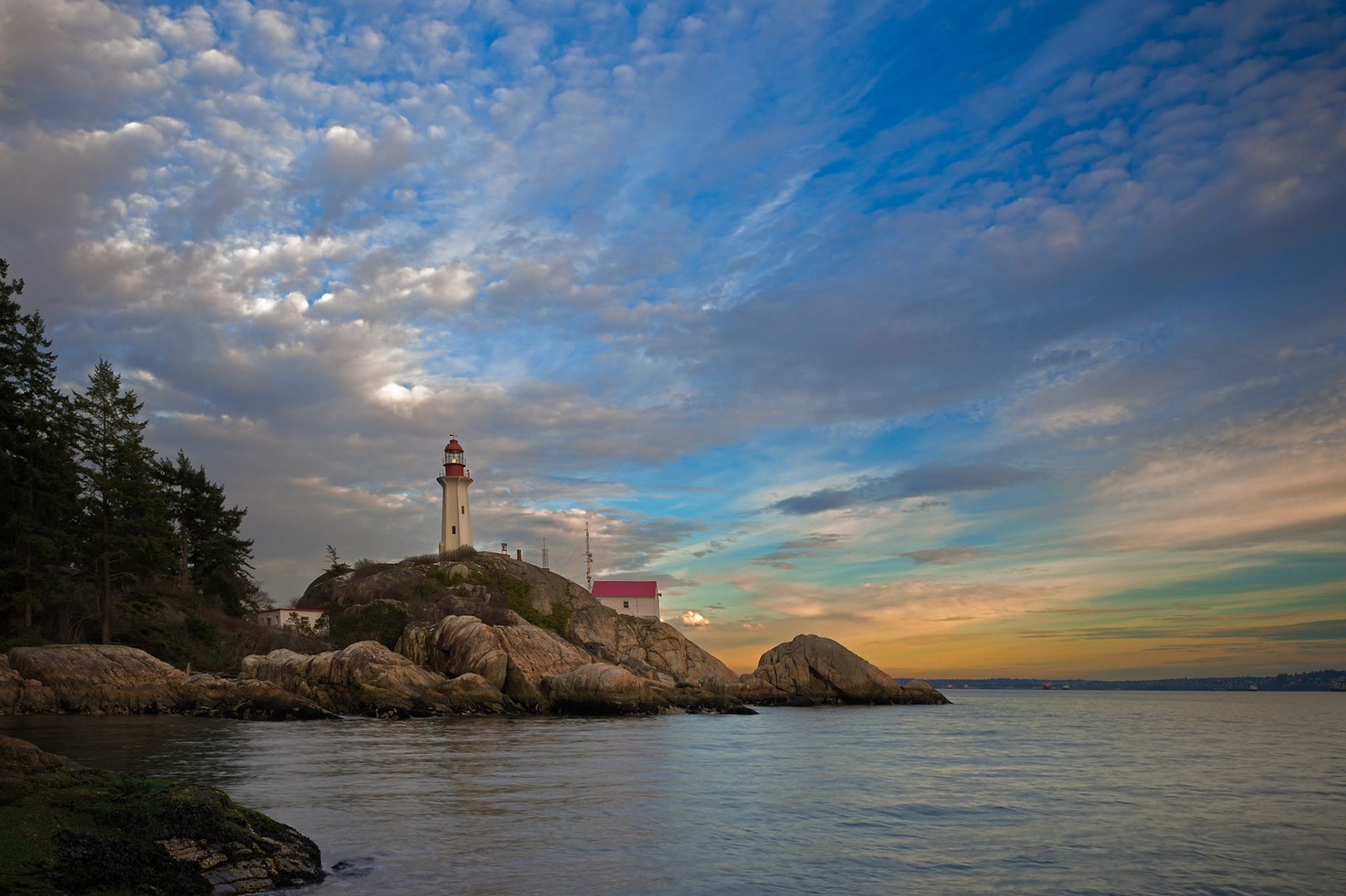 Point Atkinson Lighthouse was built on top of some huge granite boulders that jut out into Burrard Inlet in West Vancouver, Canada. We were thrilled to get some pretty awesome sunset clouds after our long drive up north!    Thank you for viewing, voting and/ or any constructive comments!