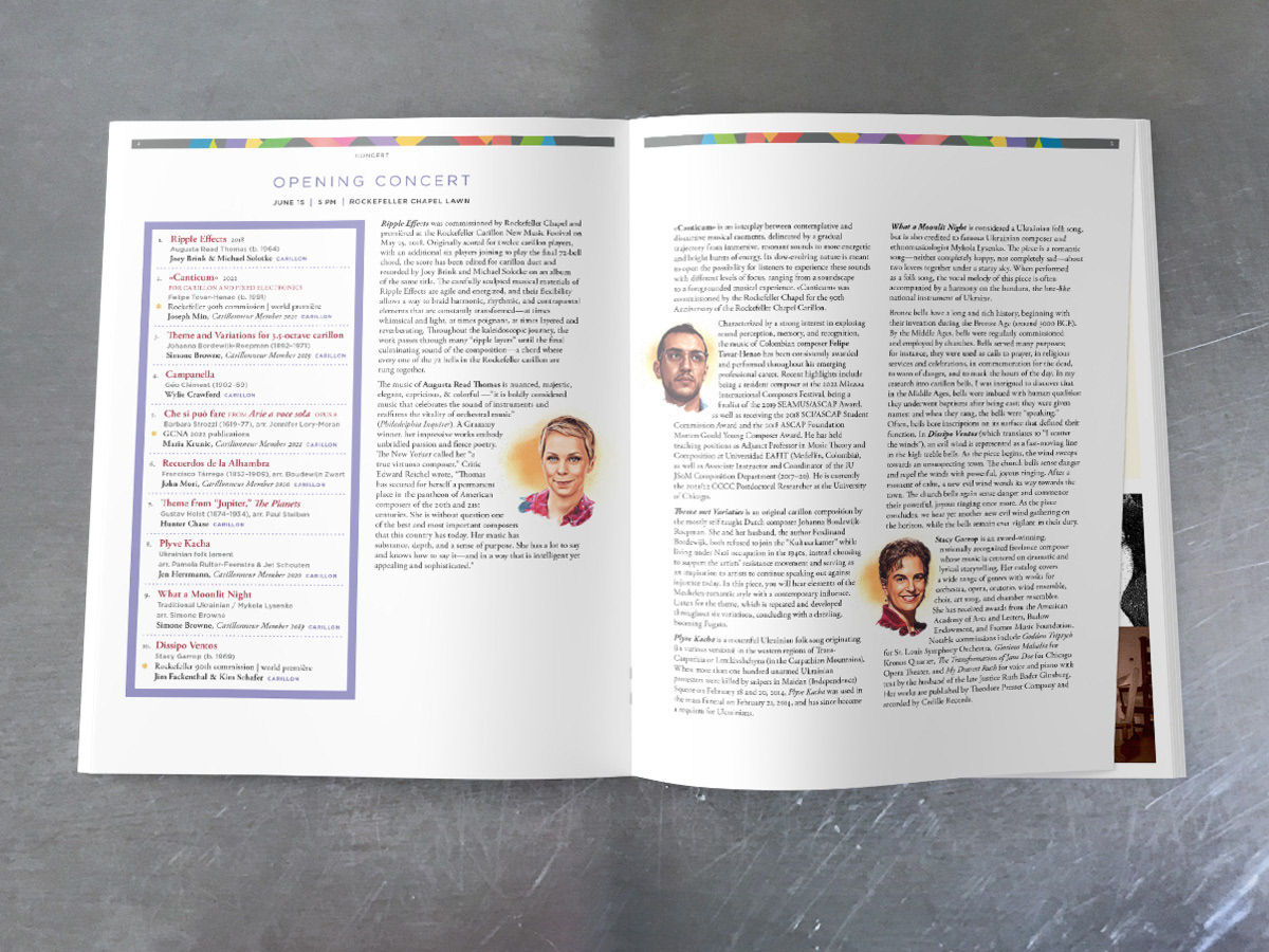 Concert spread in program
