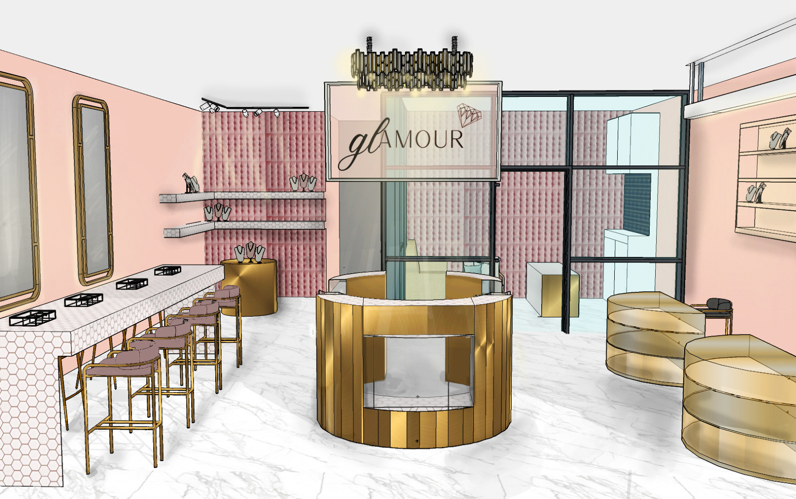 glam boutique interior design