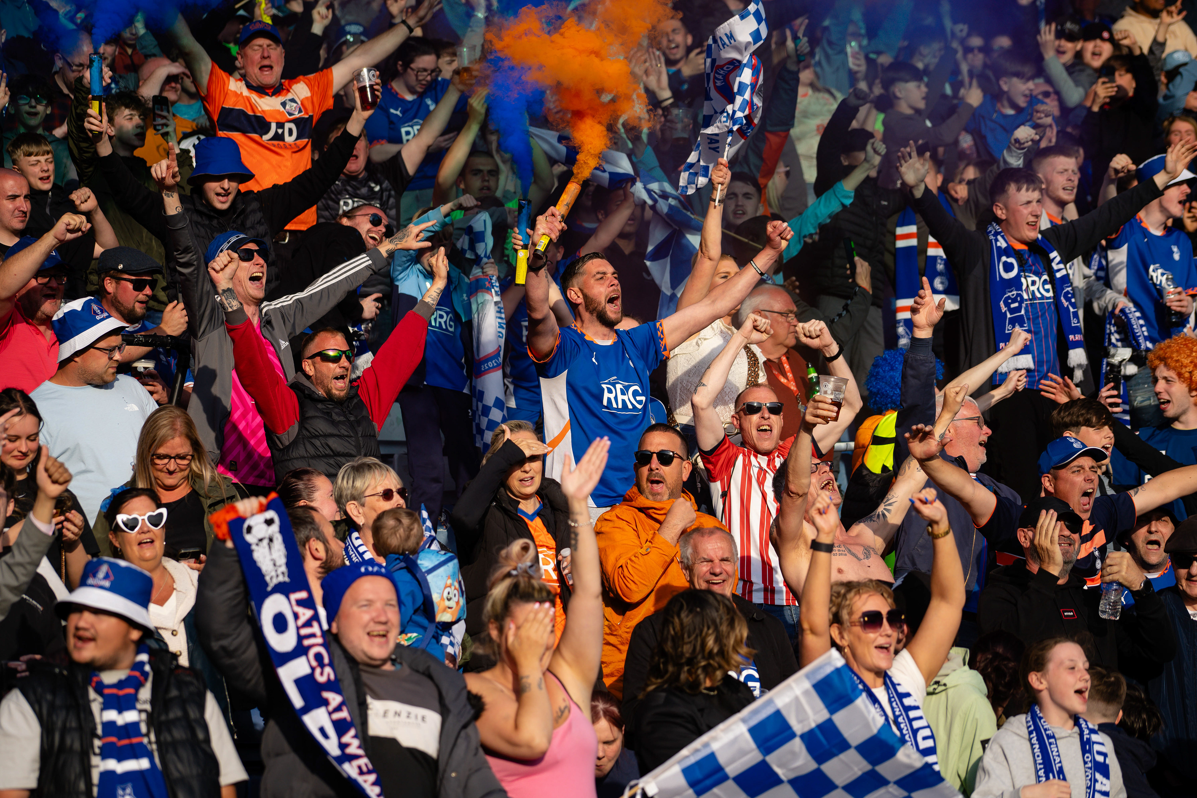 Oldham Athletic Fans Celebrating Promotion