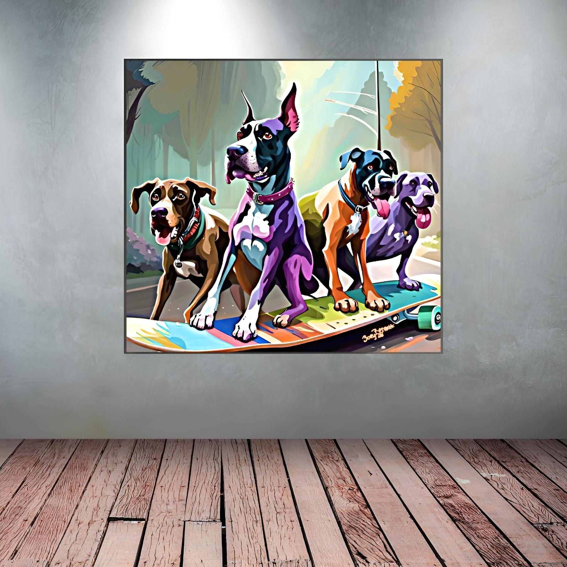 Mixed Media on canvas Titles Skate Park