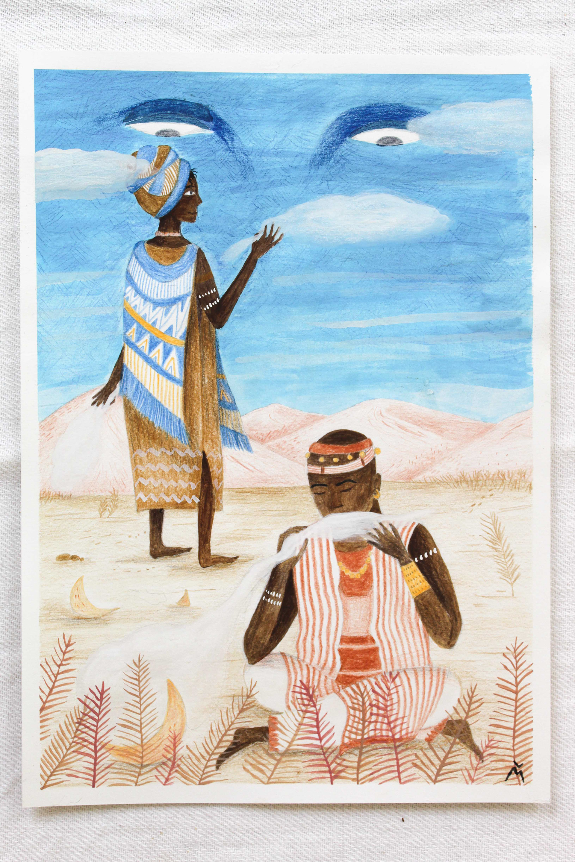Le ciel est loin, 21 x 29,7 cm, 180 gr, gouache et crayons // 100€