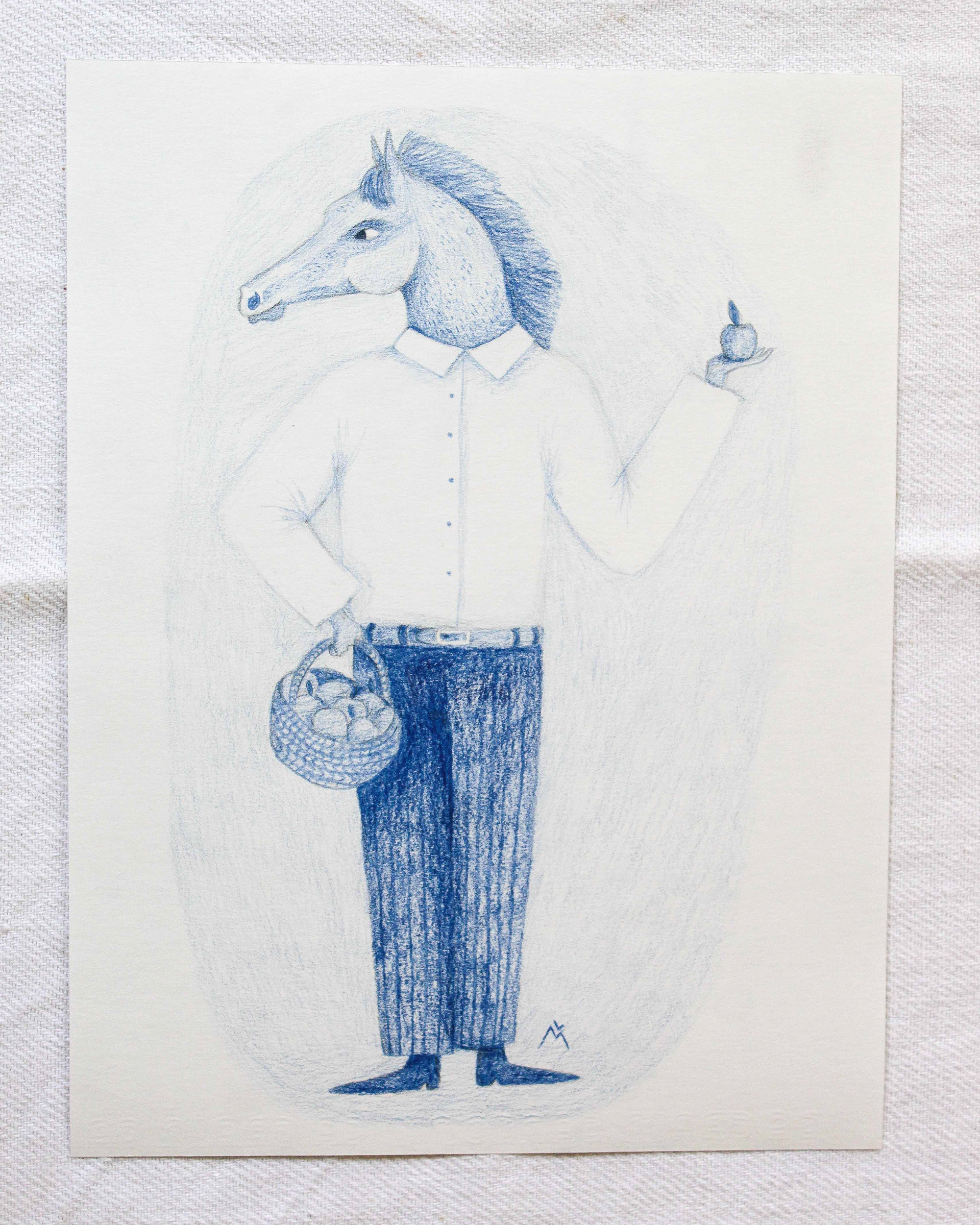 L'équilibriste, 21 x 29,7 cm, papier 180 g, crayons // 45 €