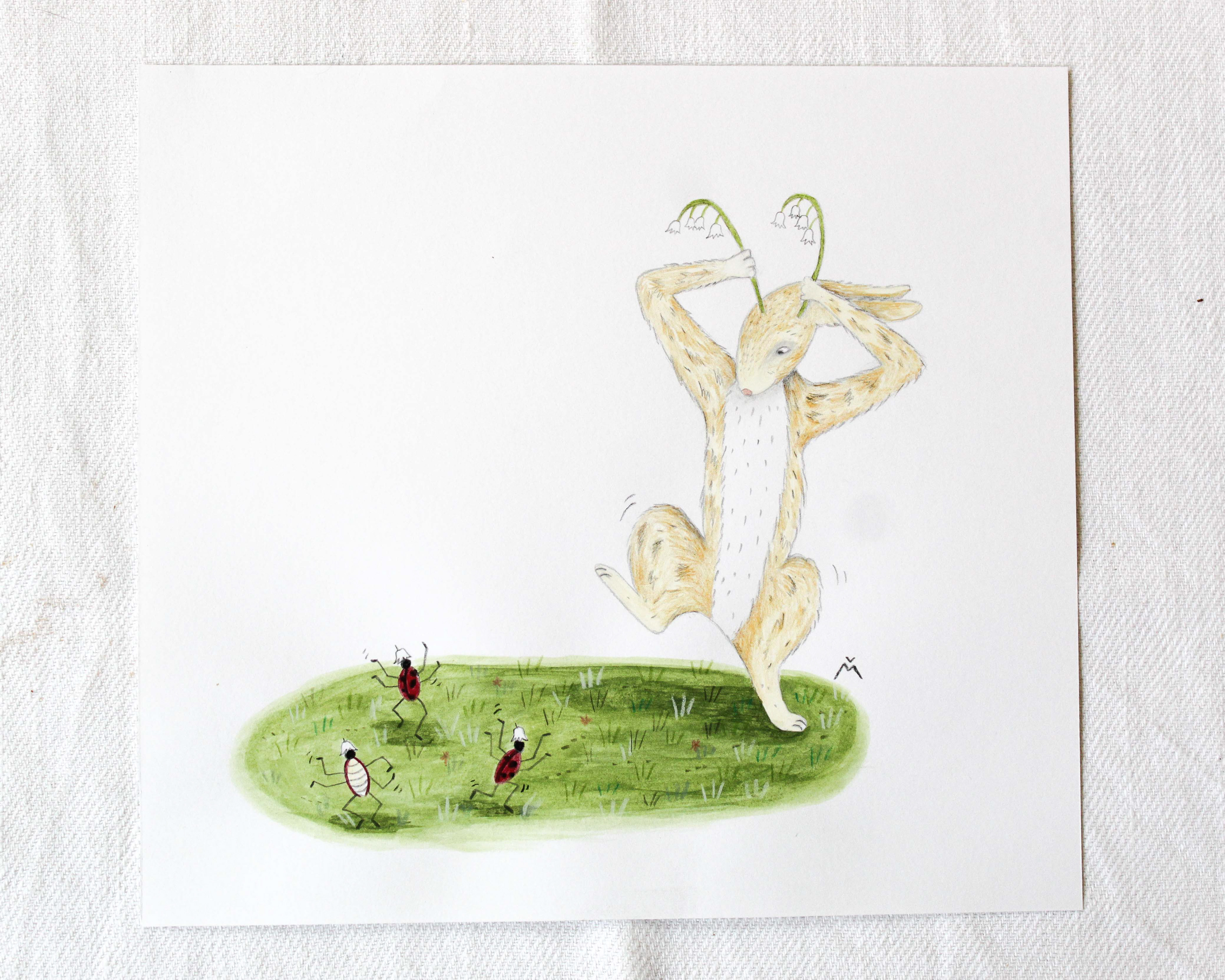 Mai, 14,7 x 14,7 cm, papier 180 g, gouache et crayons // 40 €