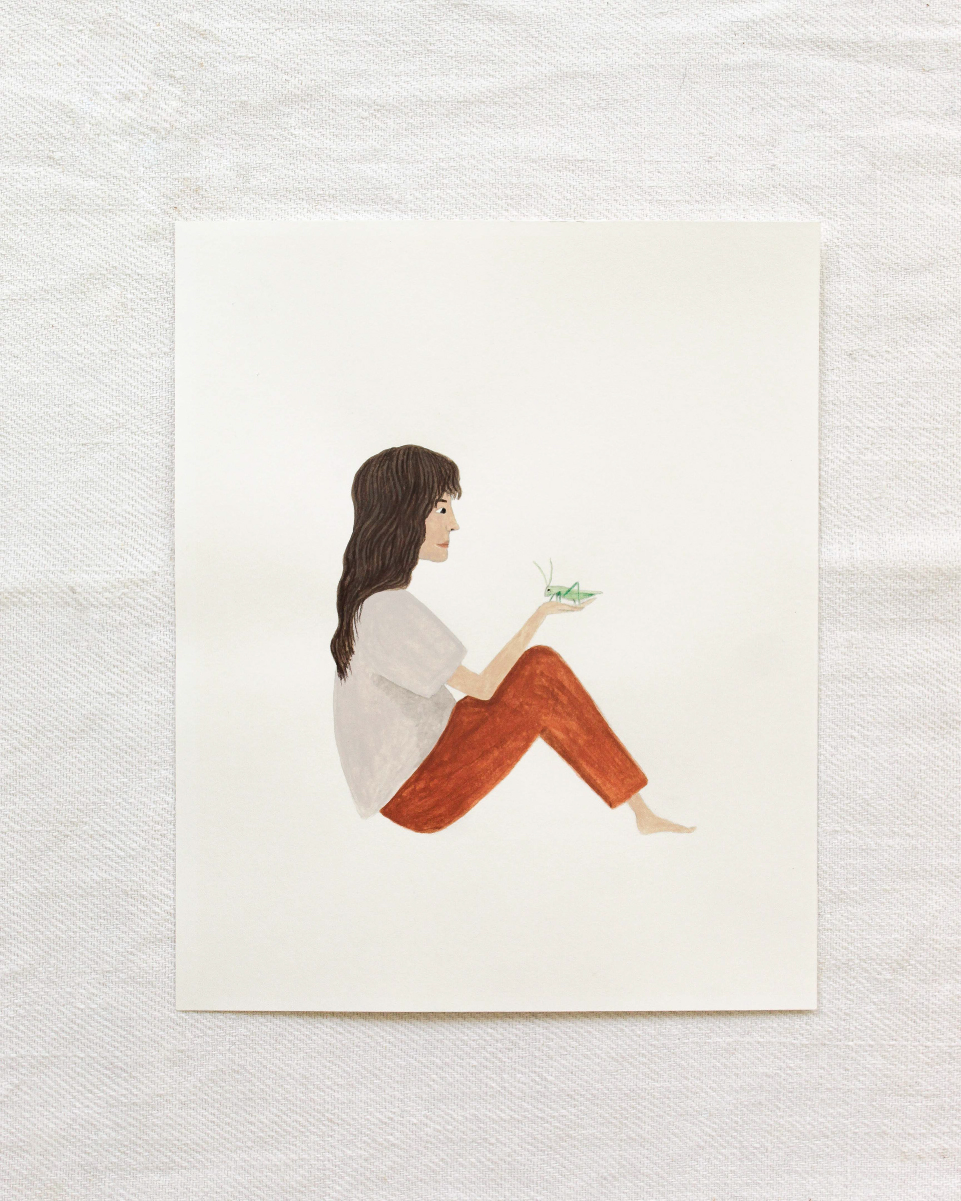 Une rencontre, 14,7 x 21 cm, papier 180 g, gouache et crayons // 25 €