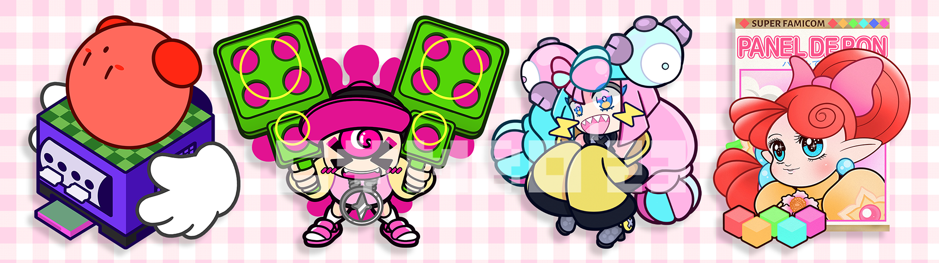 Charm Designs of various game series (Kirby, Splatoon, Pokemon, Panel De Pon)