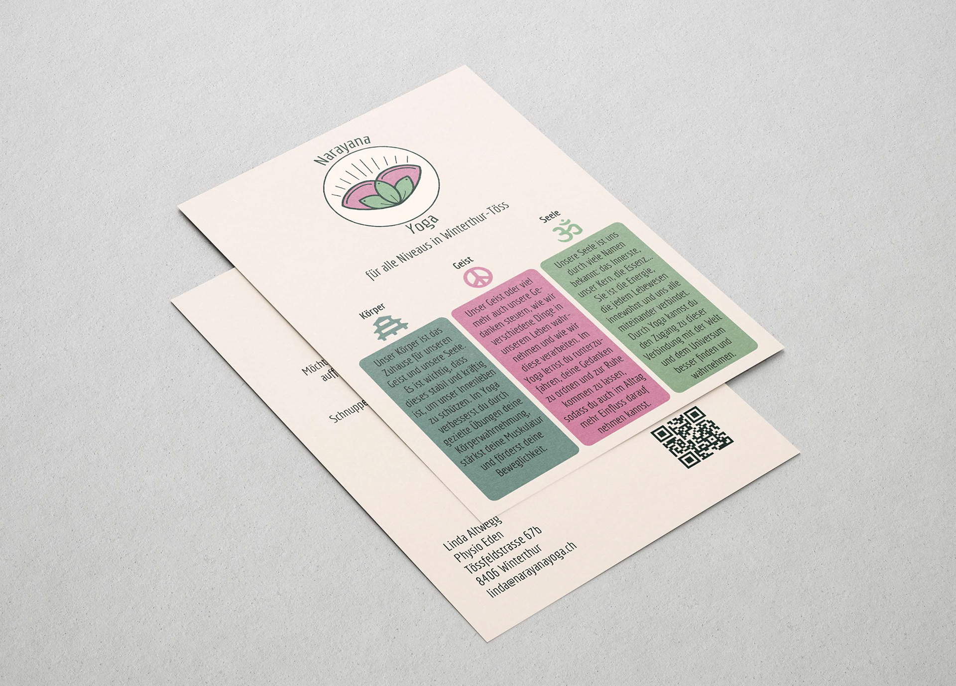 Flyer (inkl. Logodesign)  für Narayana Yoga