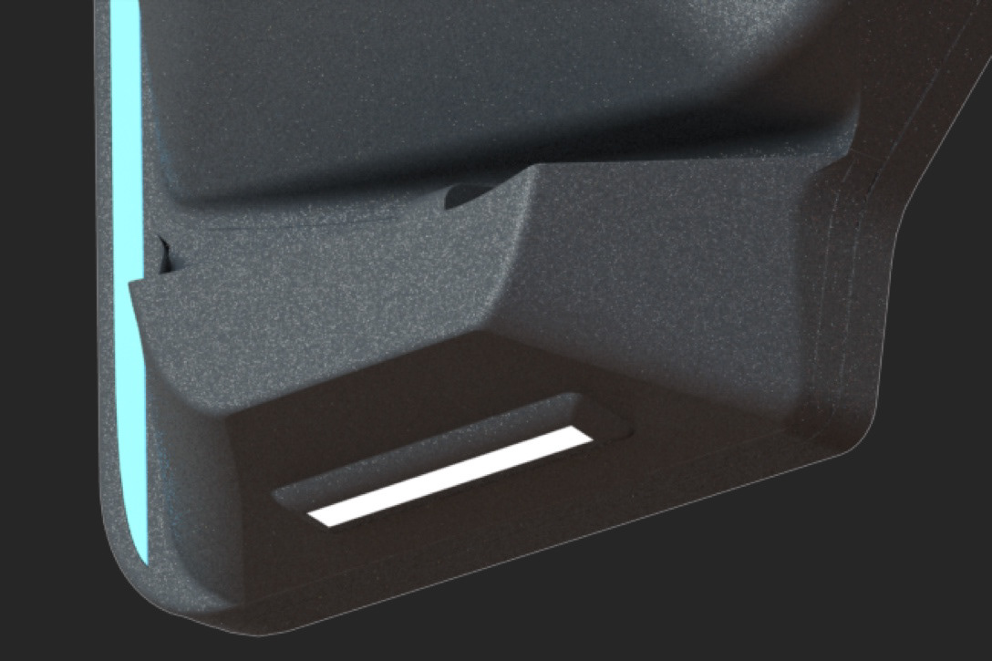 Floor lighting when the door opens allows the driver to clearly view their immediate surroundings