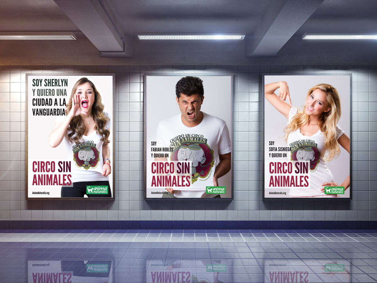 Posters with celebrities supporting the Circus Without Animals campaign
