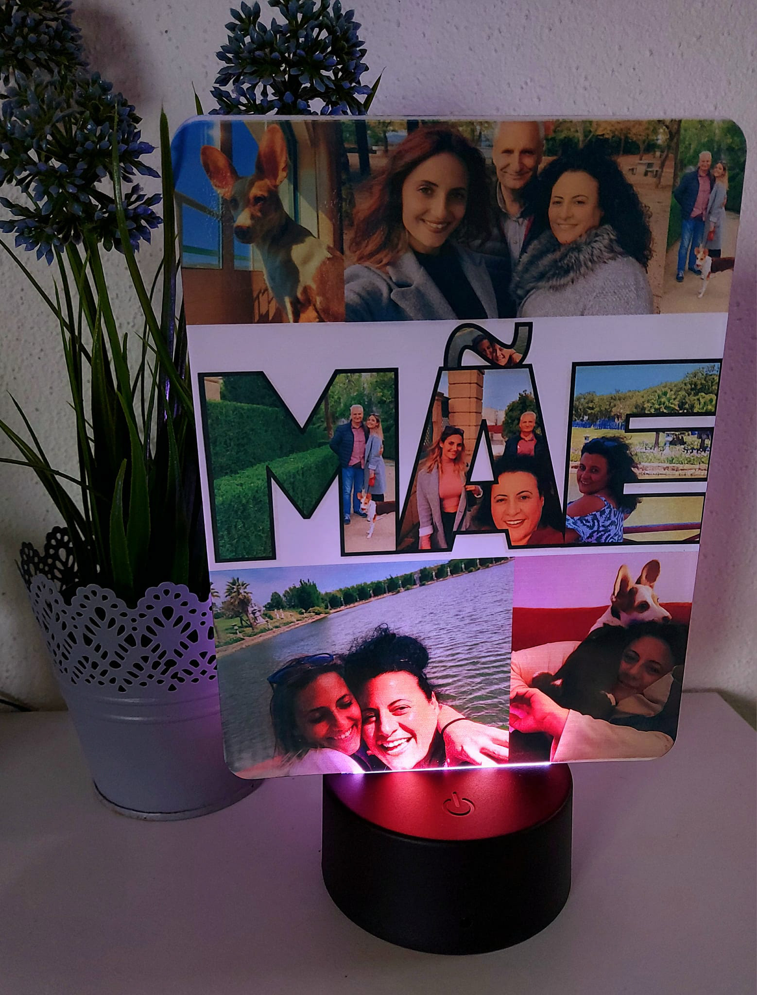 Placa de acrílico iluminada com comando