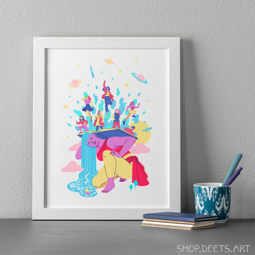 Herstory is a positive feminist art print by Lindsey Deets for Women’s History Month.