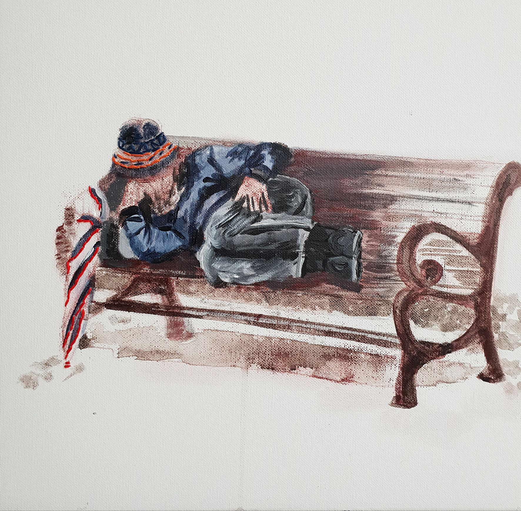  Martin on bench -  Where I live - Kings Cross Library display Artist 2019 (May-July)