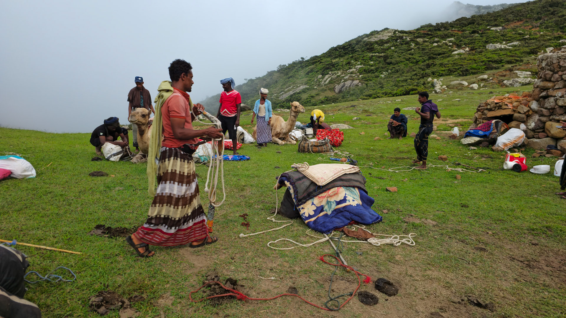 Prepping the campsite