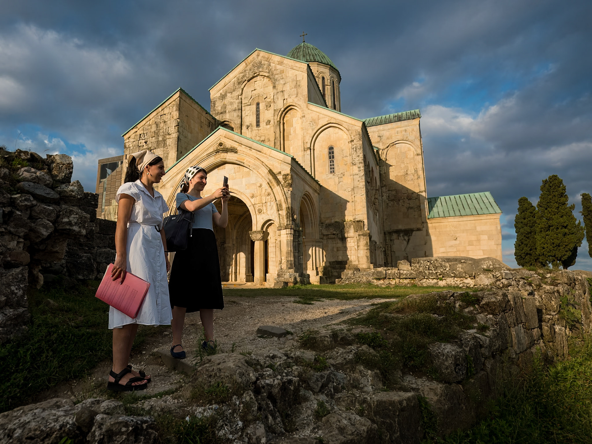 Bagrati Cathedral. Choir girls after an afternoon church service.
