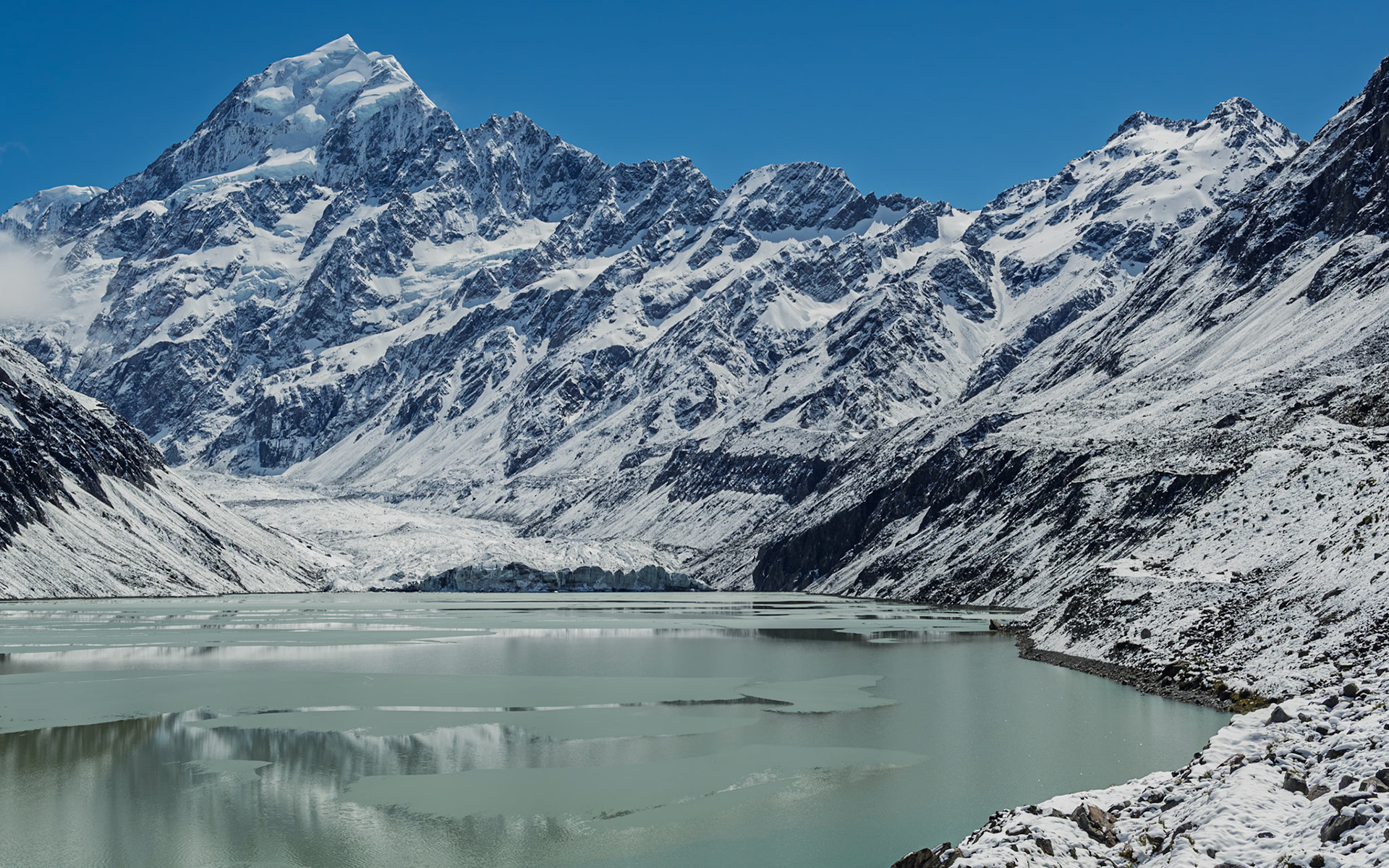 | Hooker Lake &amp; Mt. Cook / Aoraki  | Mt. Cook / Aoraki National Park | South Island | New Zealand |
