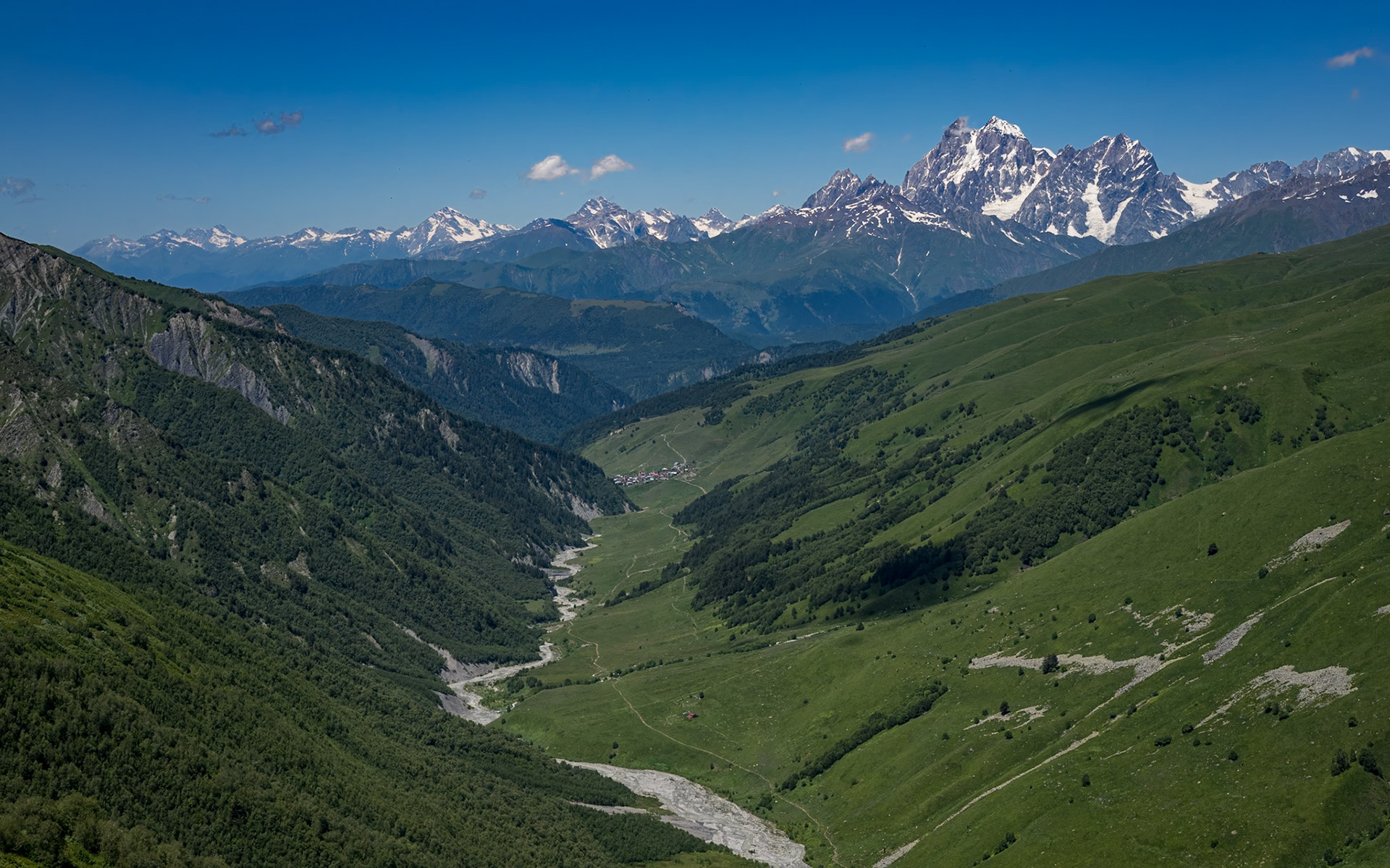 Adishi Valley and Mount Usbha at the background