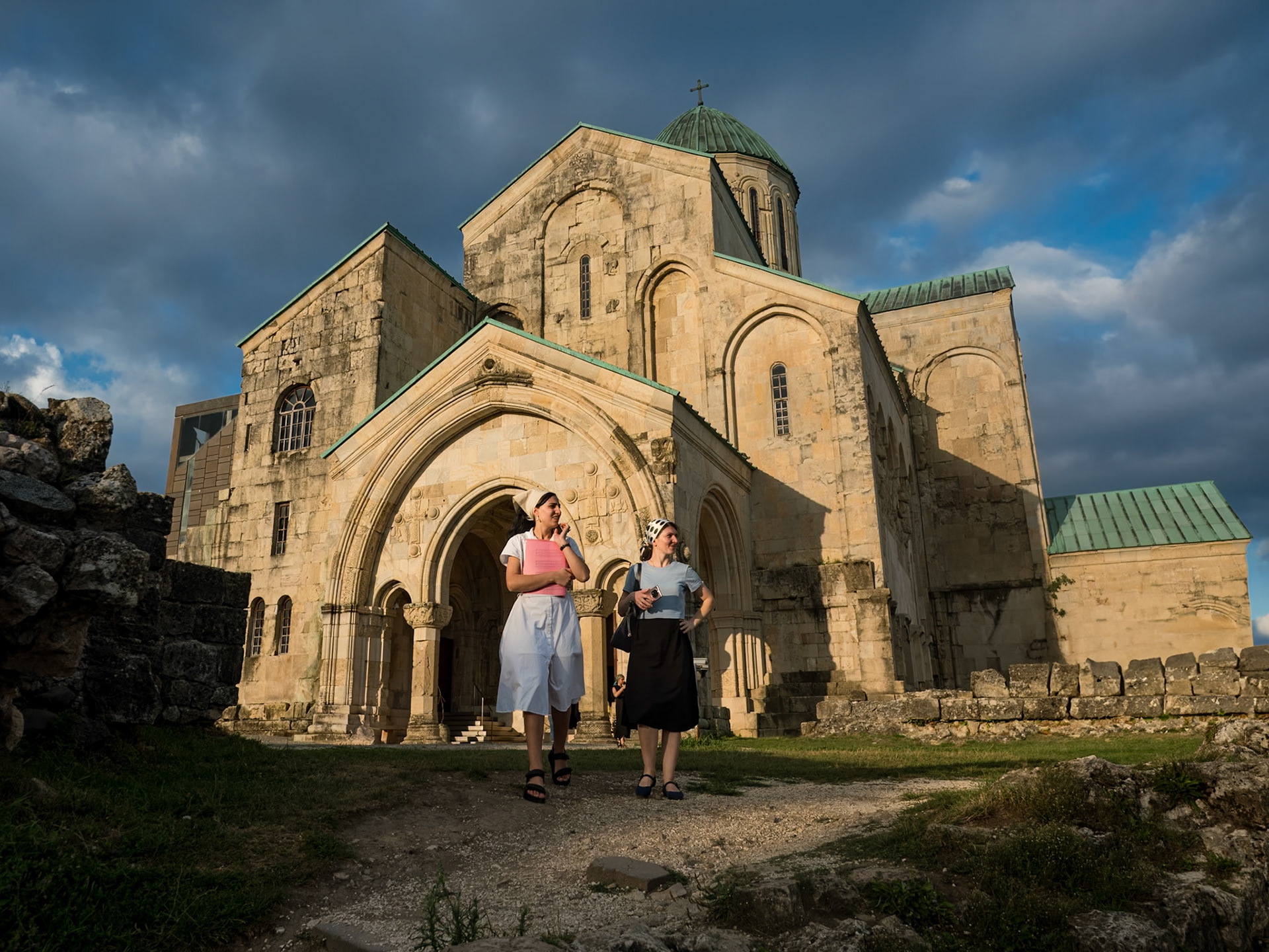 Bagrati Cathedral. Choir girls after an afternoon church service.