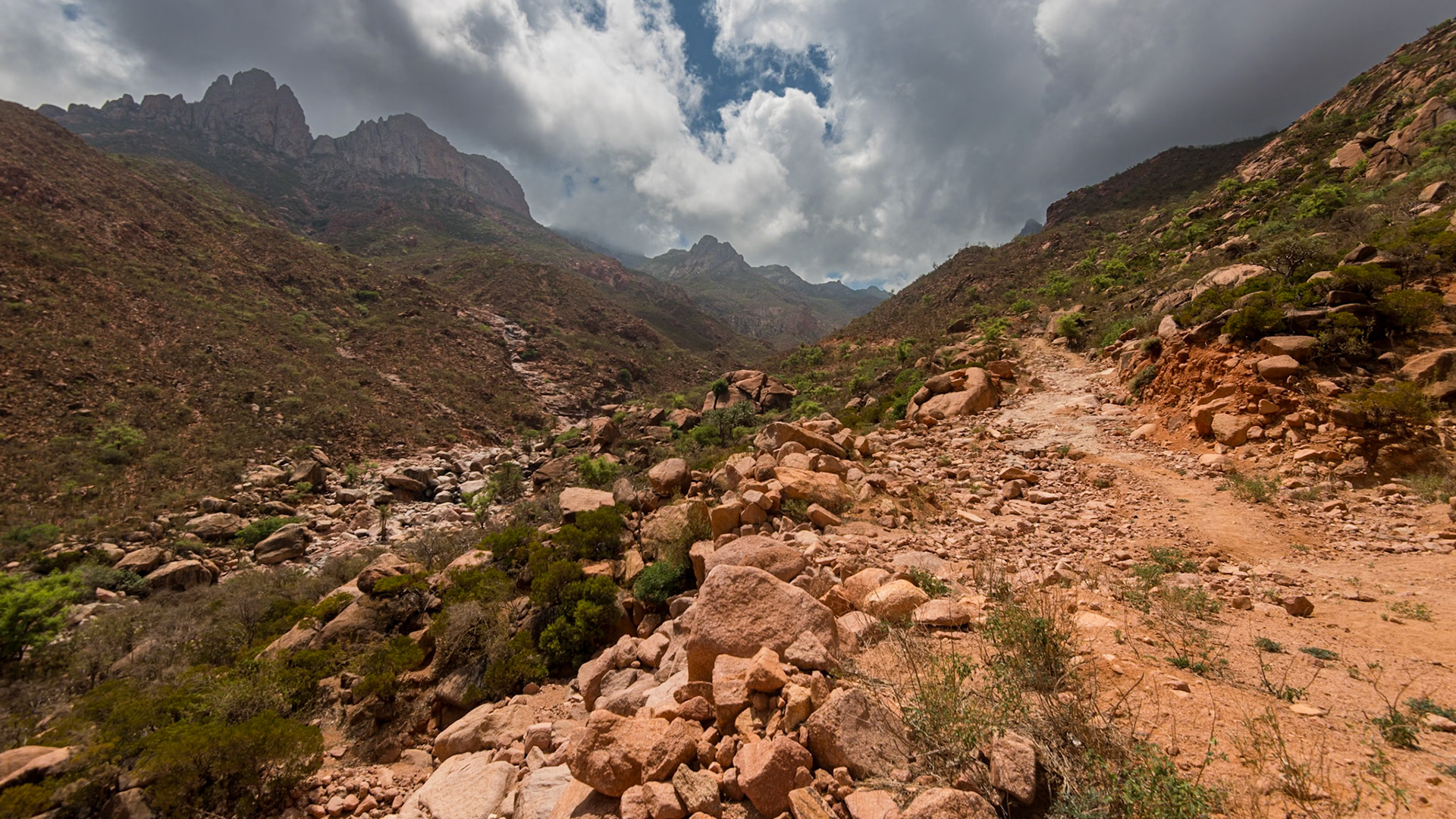 Following the Wadi di Negehen on the way up to Adho di Meleh.