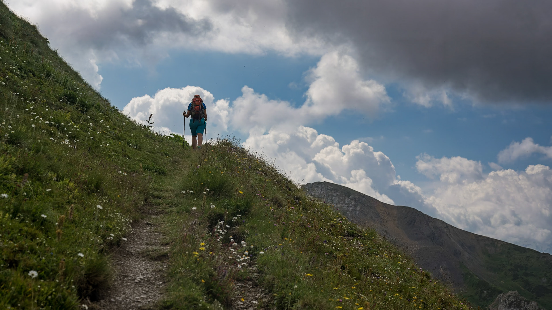 On the way up to Guli Pass with the omnipresent Mount Ushba.