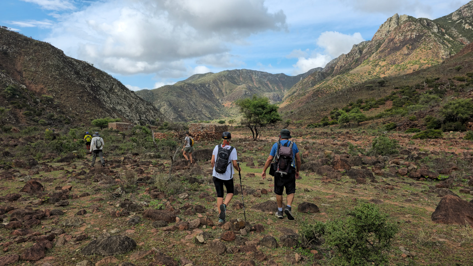 We spend the first day stretch hiking along the  Wadi Dhamdhar