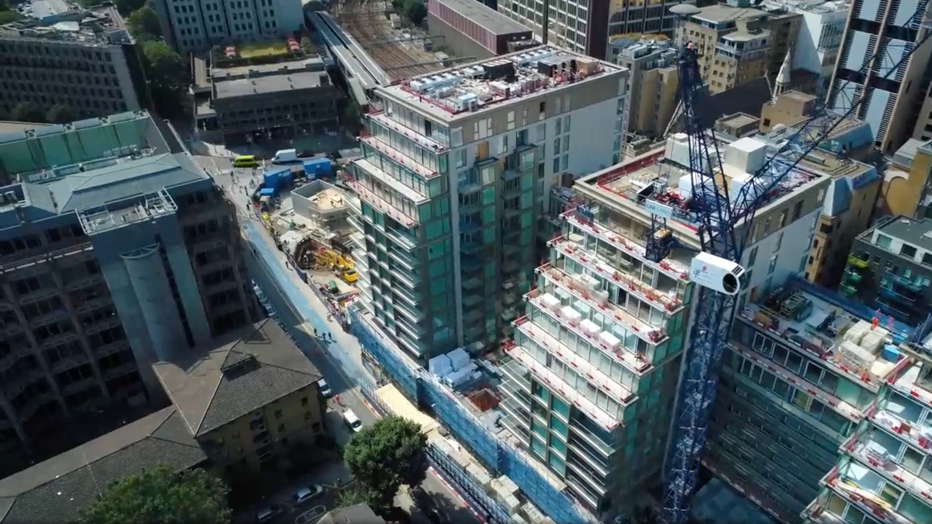 Property and architectural video production Kent — aerial view of development