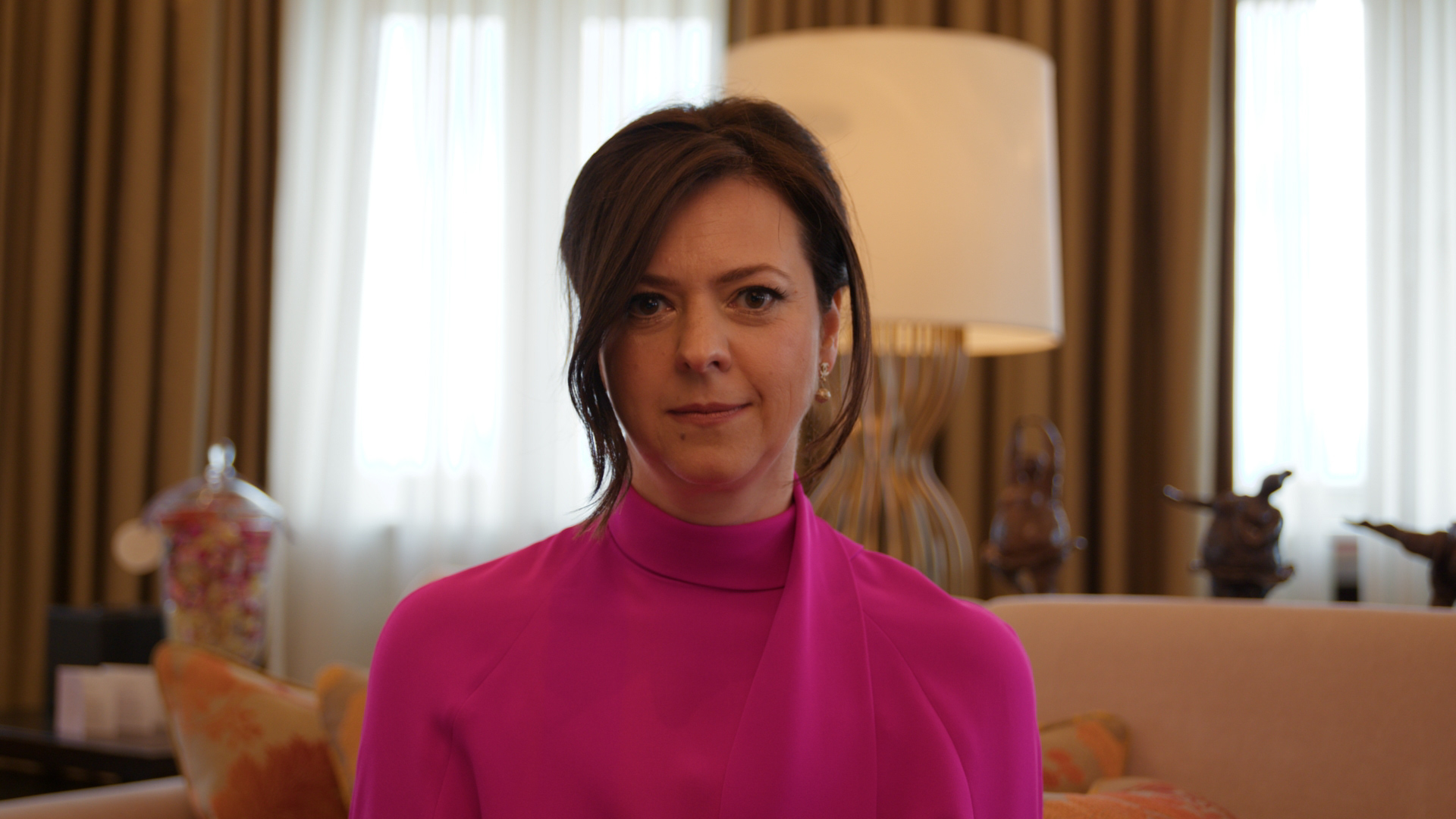 Corporate interview video production Kent — businesswoman on set.