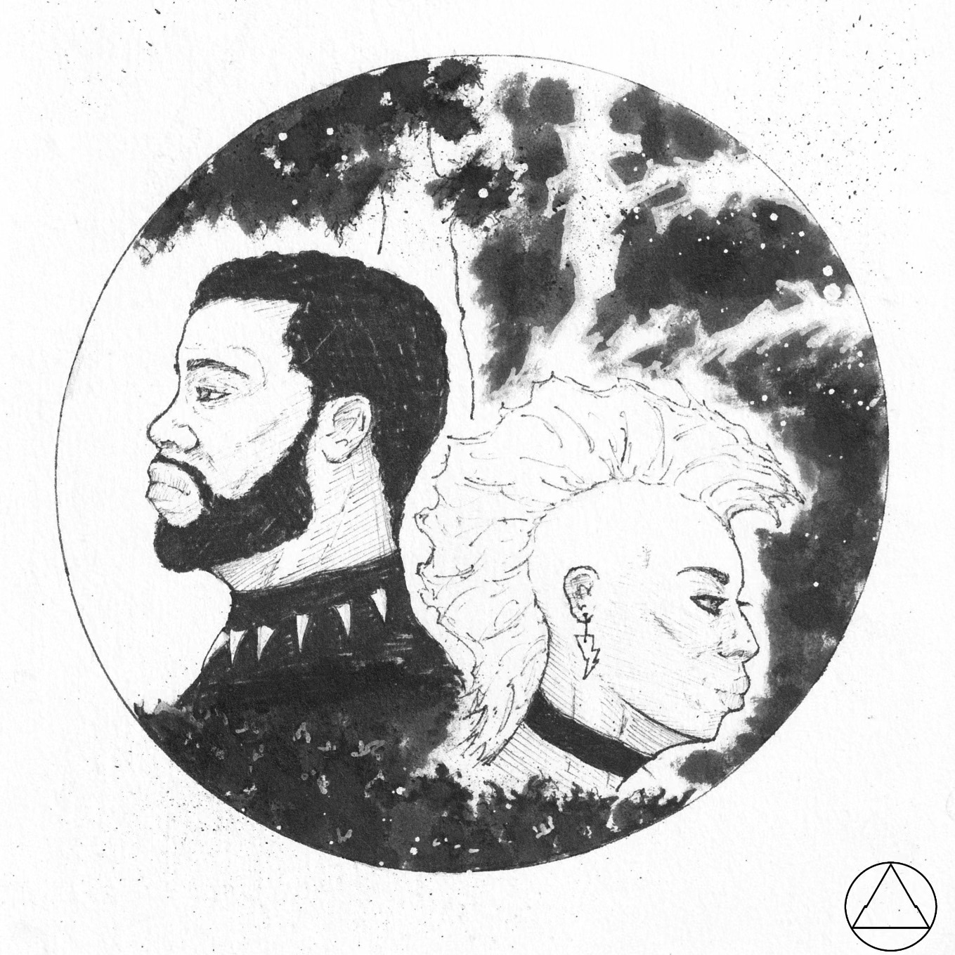 Black Panther & Storm - Pen and Ink