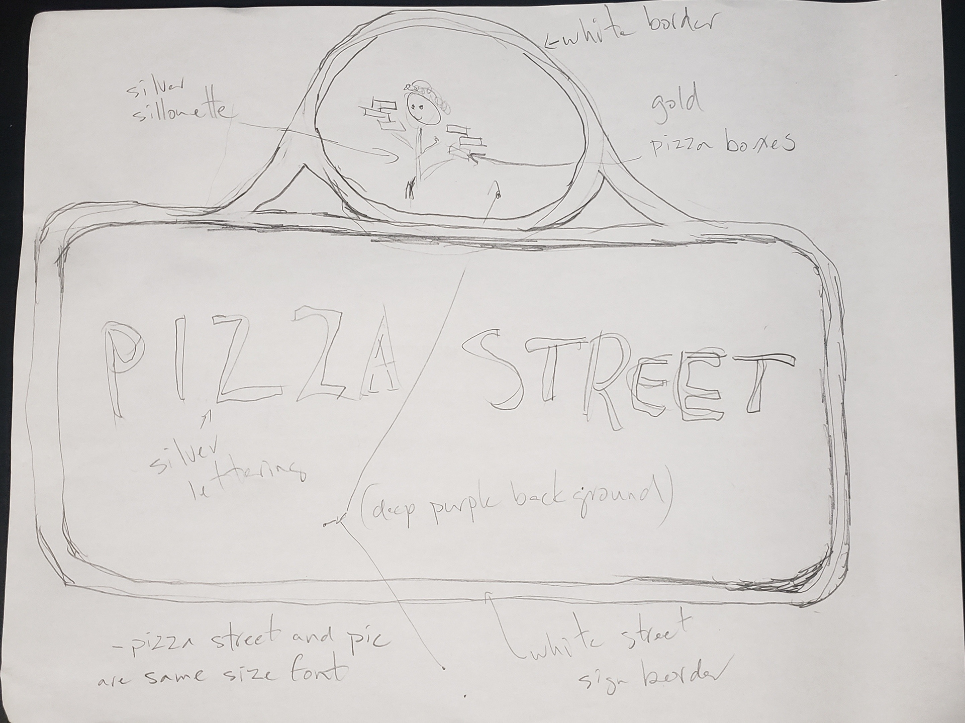 Pizza Street original client sketch
