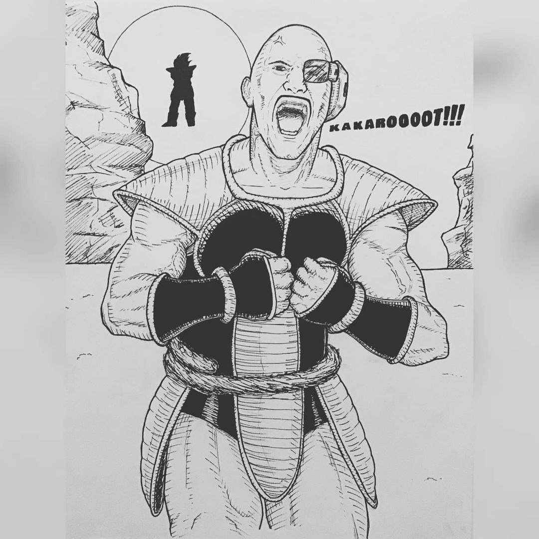 Dwayne Johnson as Nappa, ("DragonBall Z") - Pen and Ink