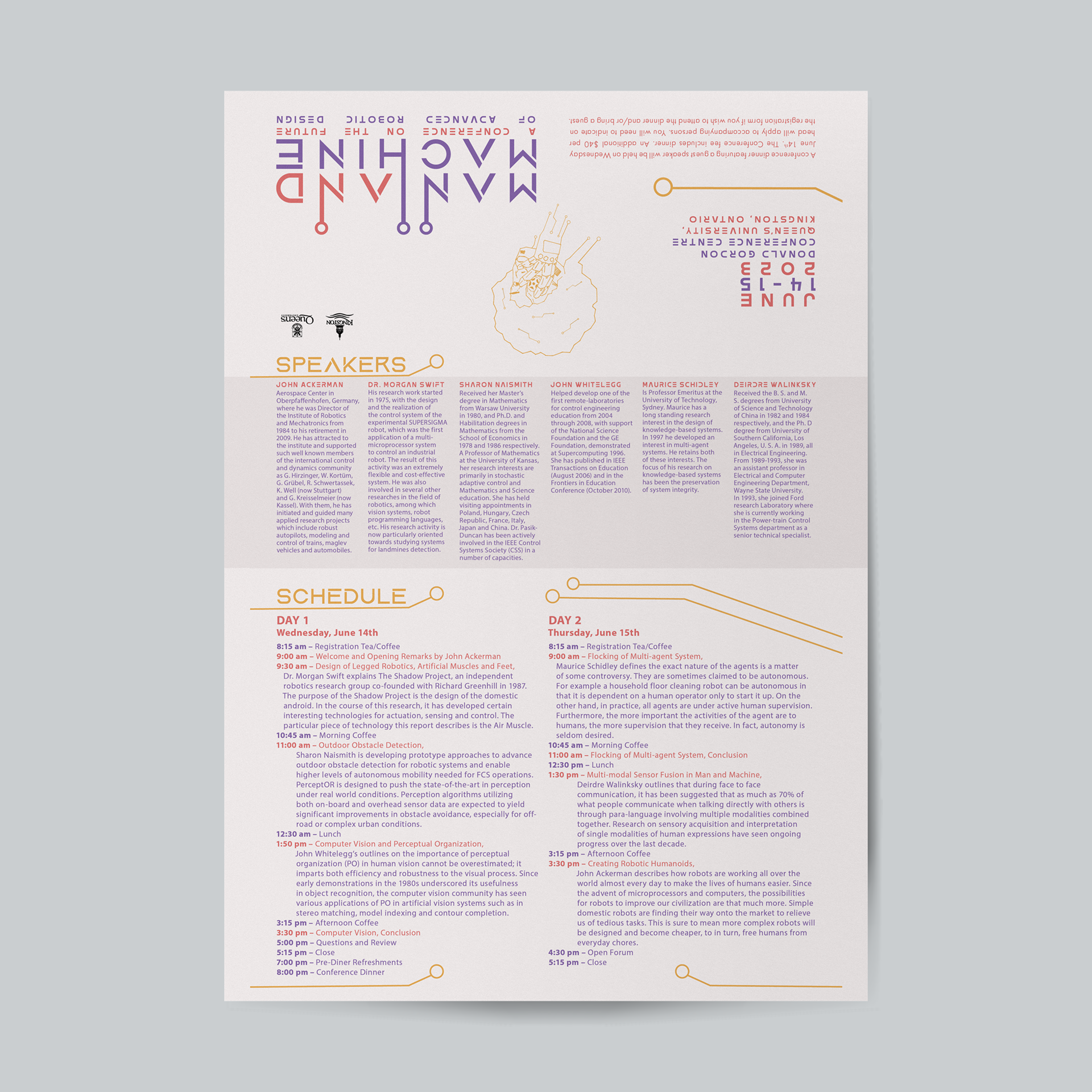 The back of the conference poster, which features details about the event