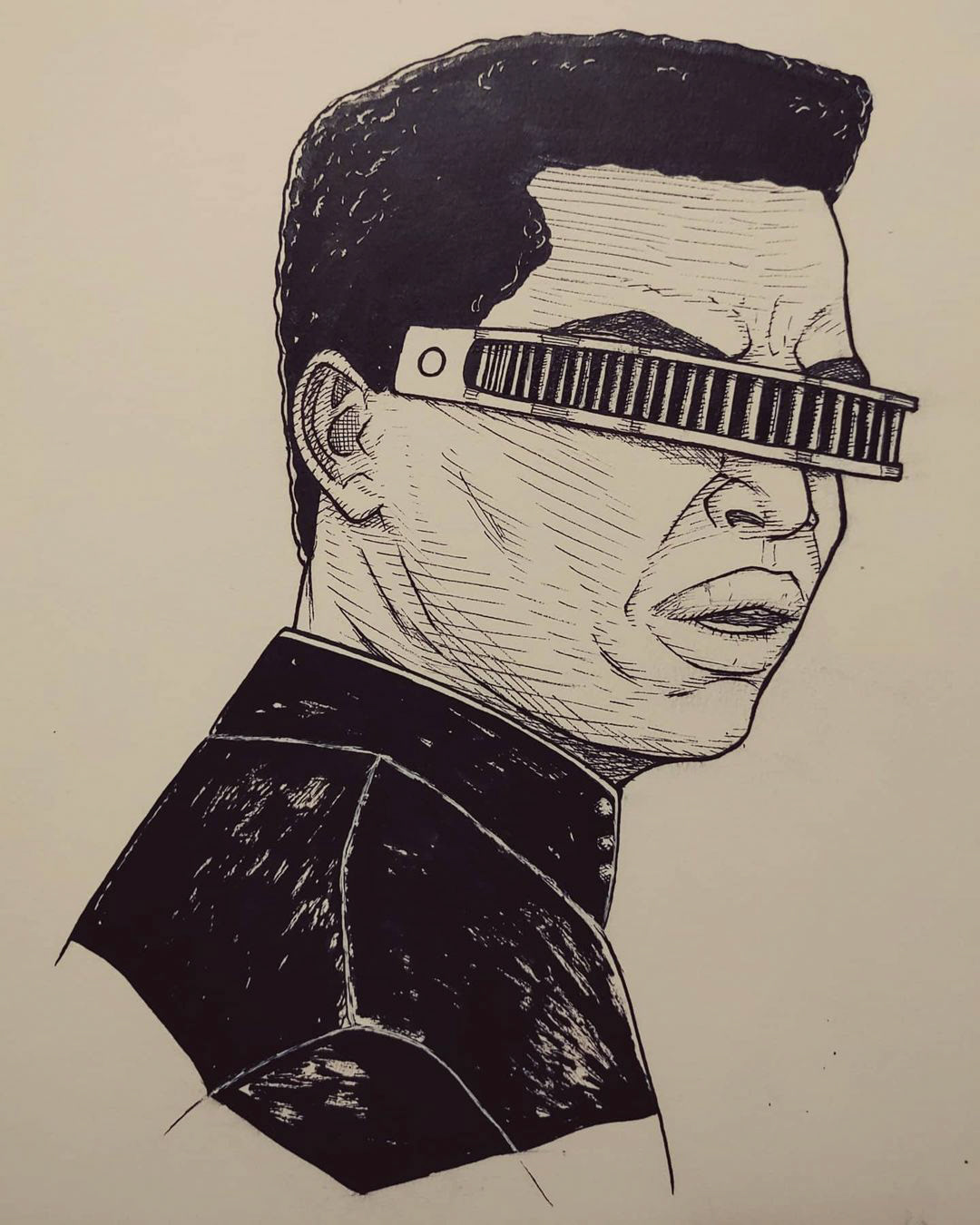 Lt. Commander Geordi La Forge - Pen and Ink