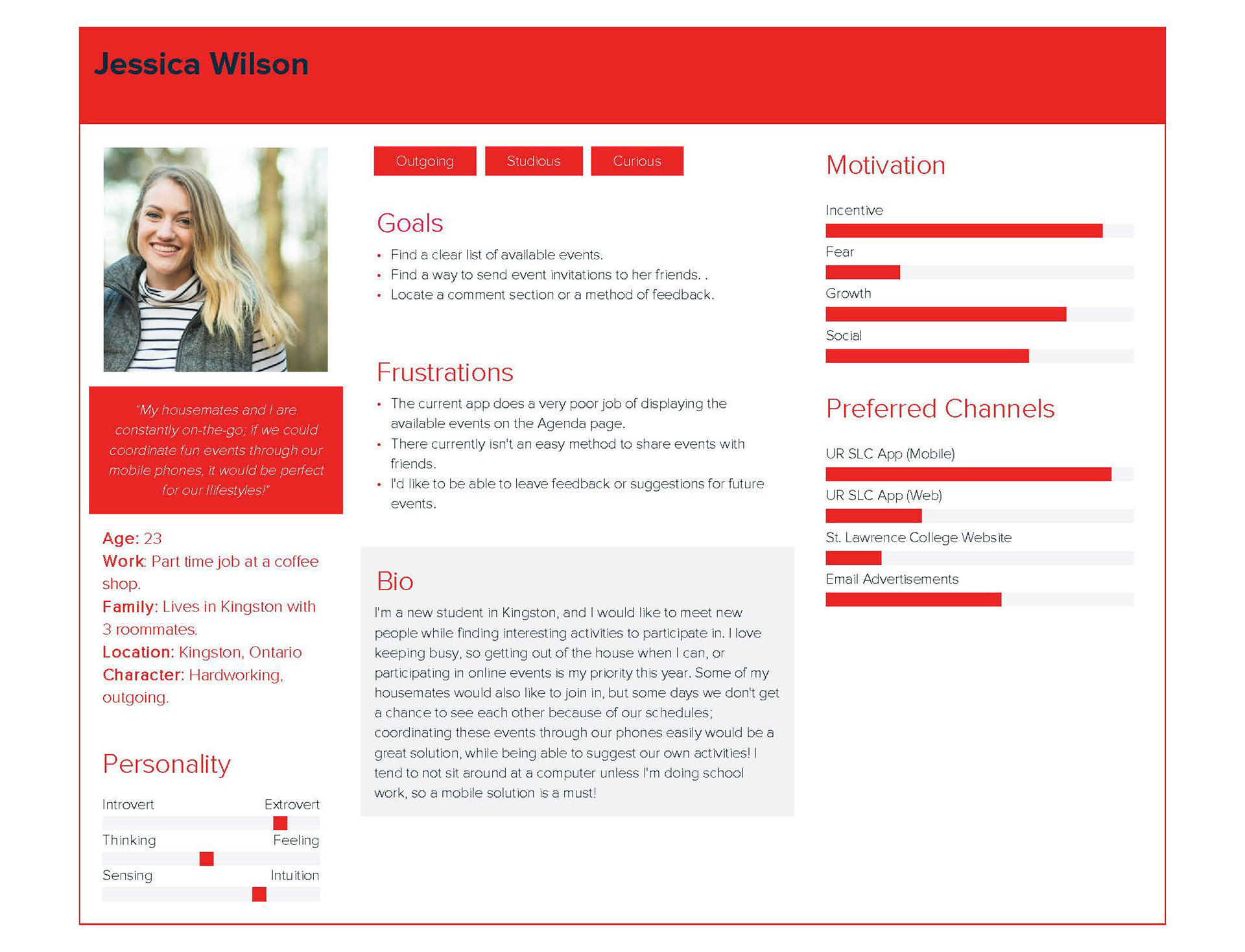 A profile on a woman named Jessica Wilson.