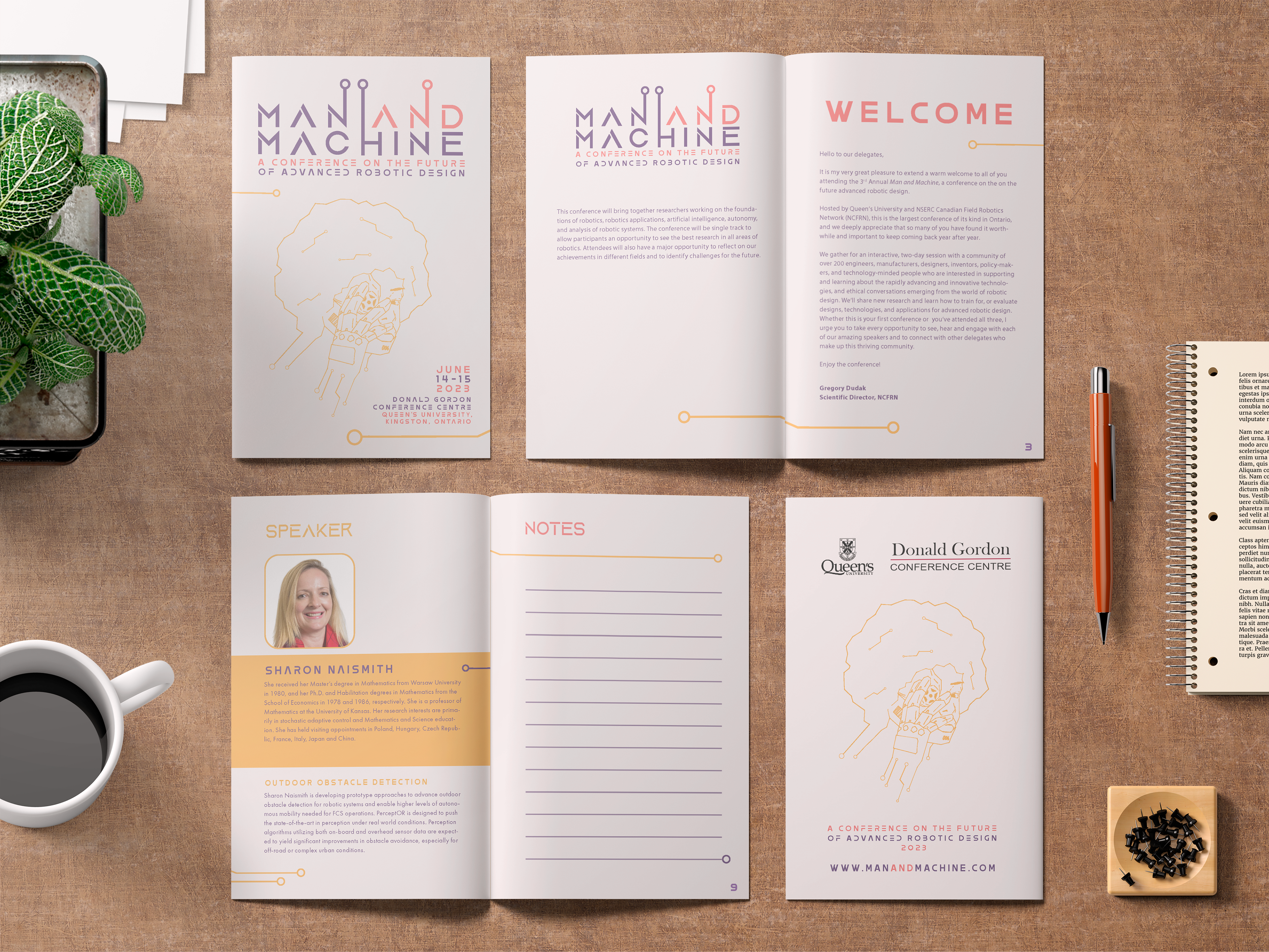Translating the poster's visual identity onto the cover of the 24-page program booklet.