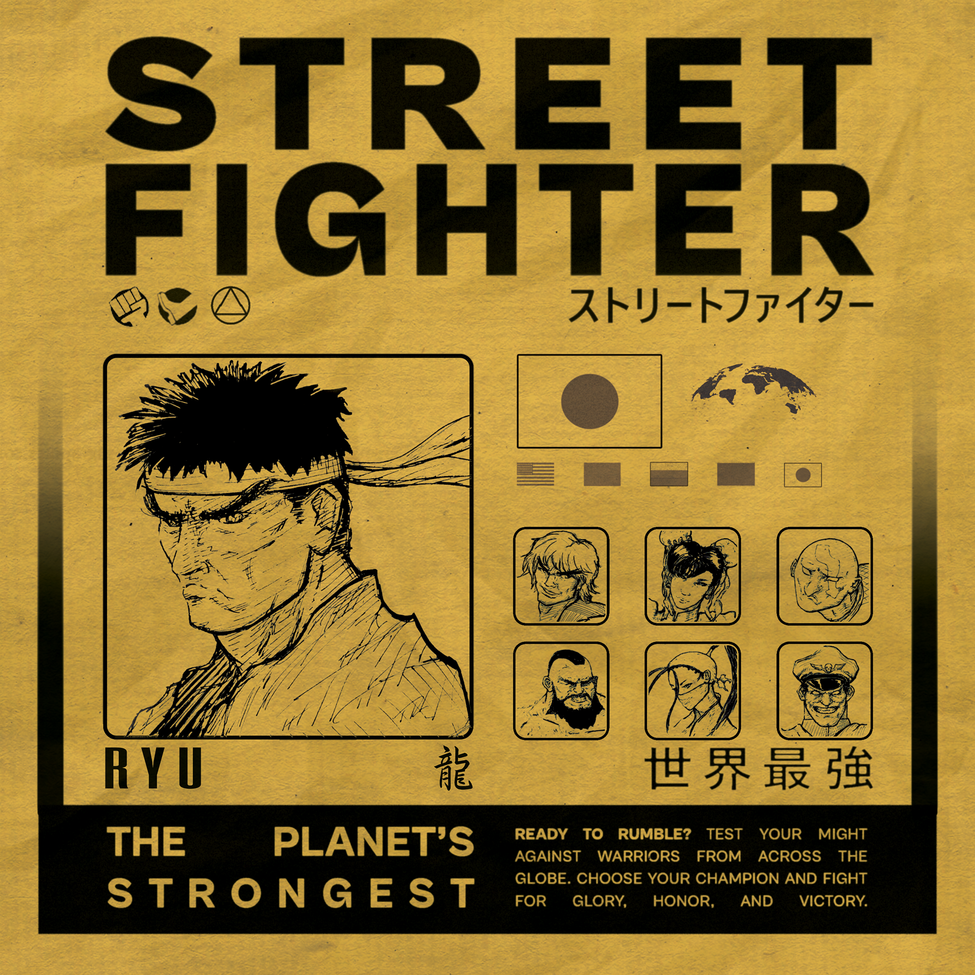 Street Fighter Poster, Colour - Mixed Media