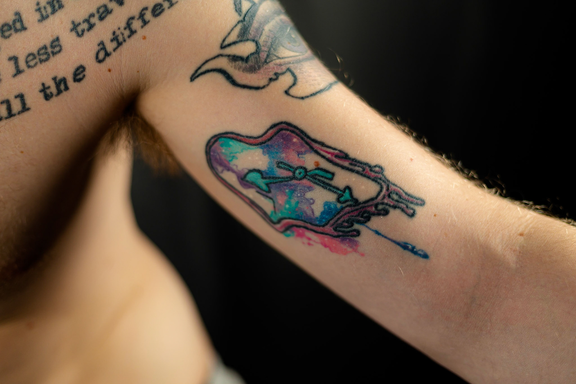 I got Salvador Dali’s “melting clock” in water color ink on my left biceps. This is a symbol of surreality, a principle I steadily try and put in my writing.
