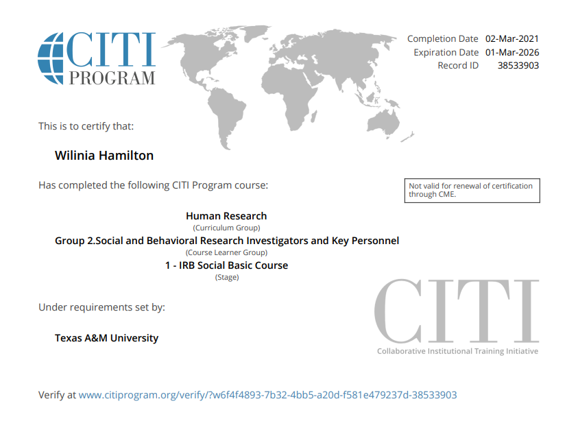 Group 2.Social and Behavioral Research Investigators and Key Personnel