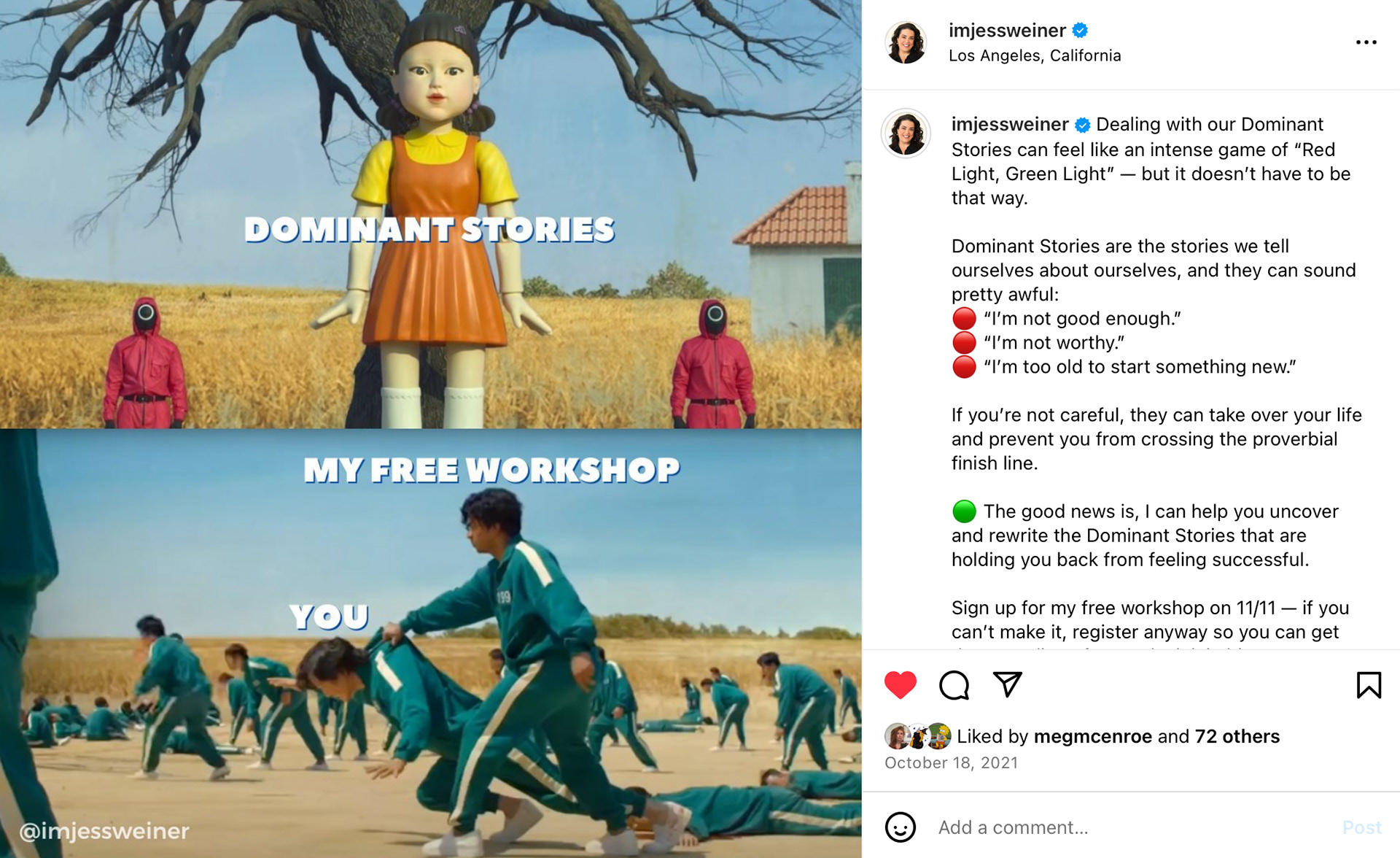 Jess Weiner Squid Game Meme